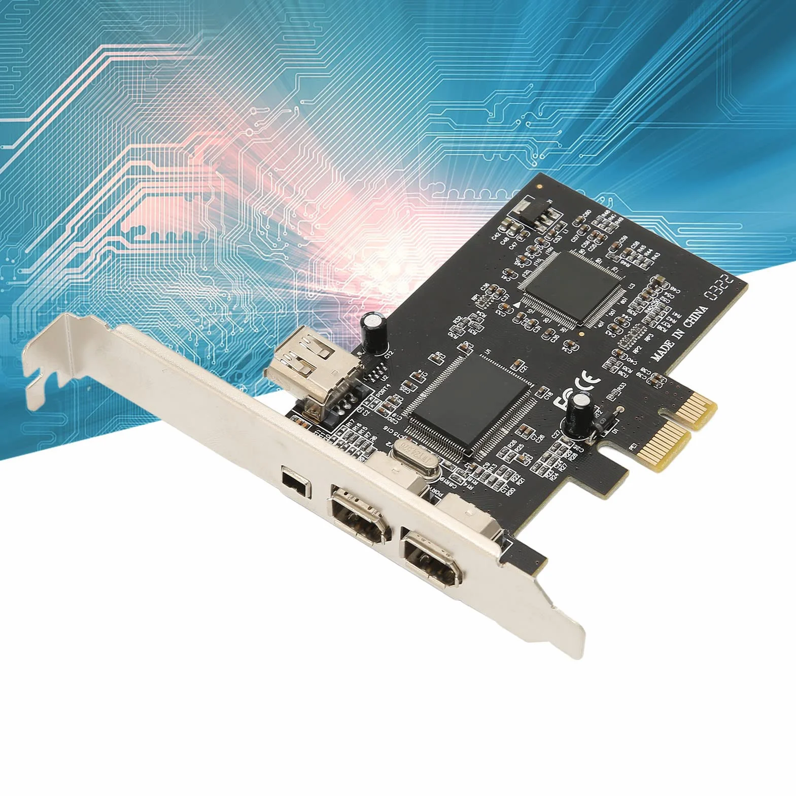 Karta PCIe Firewire dla Systemu 10, Karta Kontrolera PCI E Firewire 4 Porty ze Wspornikiem Niskoprofilowym i Kablem do Komputera Stacjonarnego i Połączenia DV