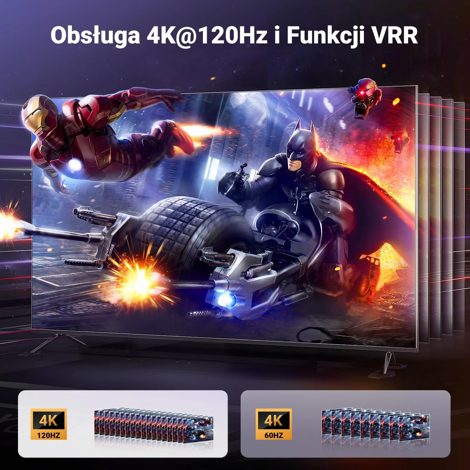 UGREEN Przełącznik HDMI 2.1, rozdzielacz HDMI 4K przy 120 Hz, wyjście 3 w 1, 8K przy 60 Hz, obsługa HDCP 2.3, VRR i ALLM, Dolby Vision i Atmos, wysoka prędkość 48 Gb/s dla PS5, Xbox, TV Box
