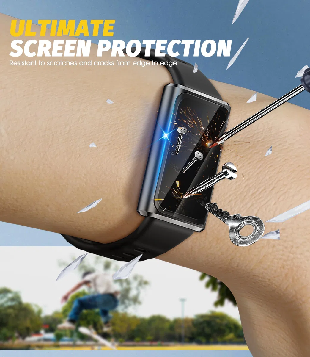 NEWZEROL 4-częściowa osłona ekranu kompatybilna z Huawei Band 11 Pro, [pełne pokrycie] PMMA i PC (bez szkła hartowanego) ultracienki ochraniacz ekranu, odporny na zarysowania o wysokiej rozdzielczości