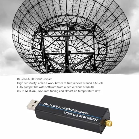 Odbiornik RTL SDR, Chipset RTL2832U R820T2, 0.5 PPM TCXO, 100 kHz-1766 MHz, Bezpośrednie Próbkowanie, Stop Aluminium, Połączenie USB, z Antenami