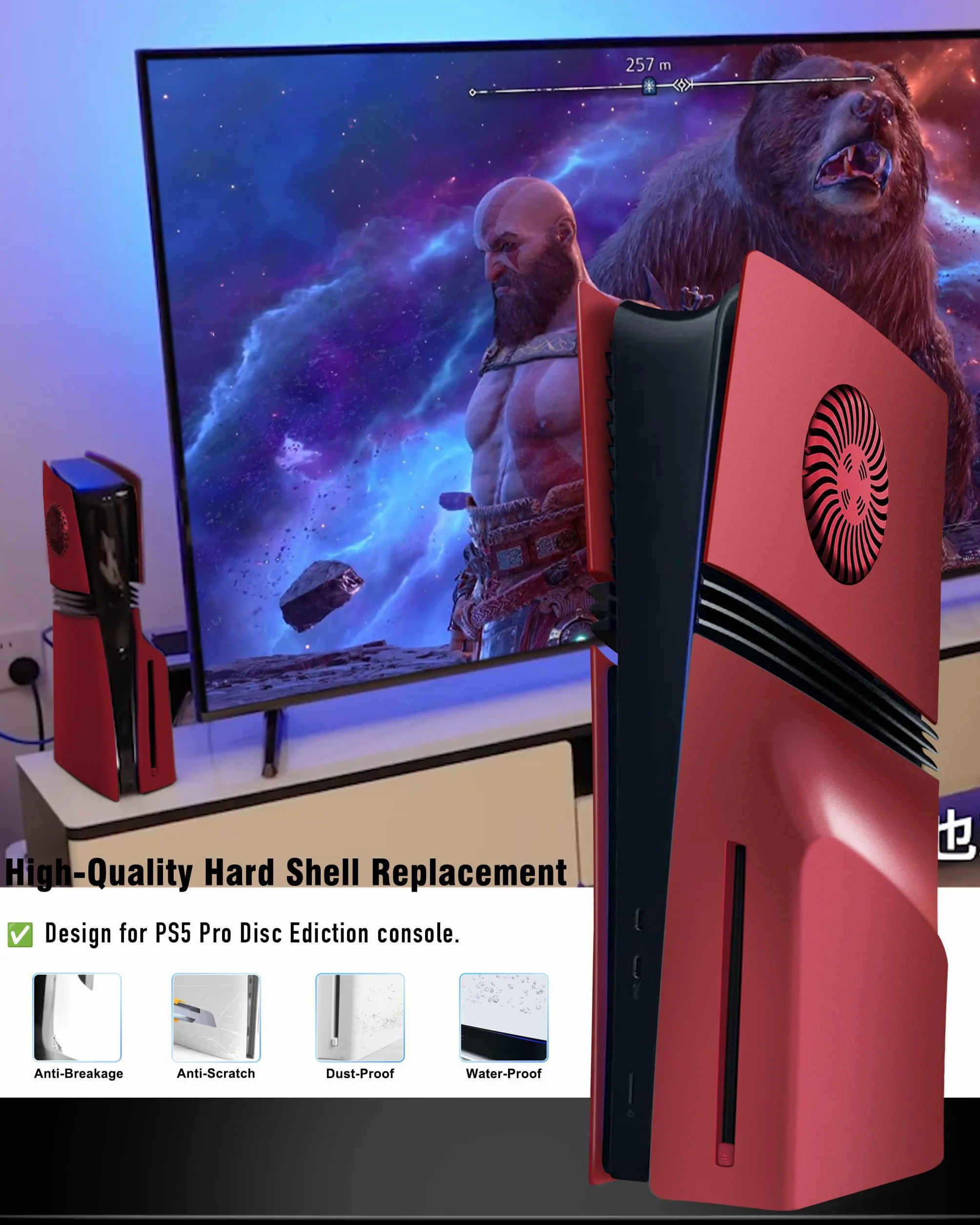 Joso Płyta czołowa do PS5 Pro wersja cyfrowa, odporna na zarysowania obudowa pyłoszczelna, osłona pasuje do konsoli PS5, płyty do akcesoriów PS5 Pro, łatwa instalacja
