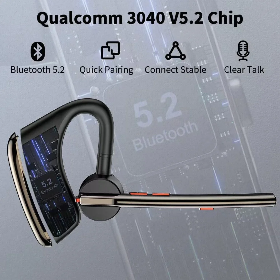 Feegar Bond SE Słuchawka Bluetooth 5.2 Zestaw słuchawkowy Bezprzewodowy 24h Dual Mikrofon HD Redukcja szumów CVC 8.0 Multipoint Etui