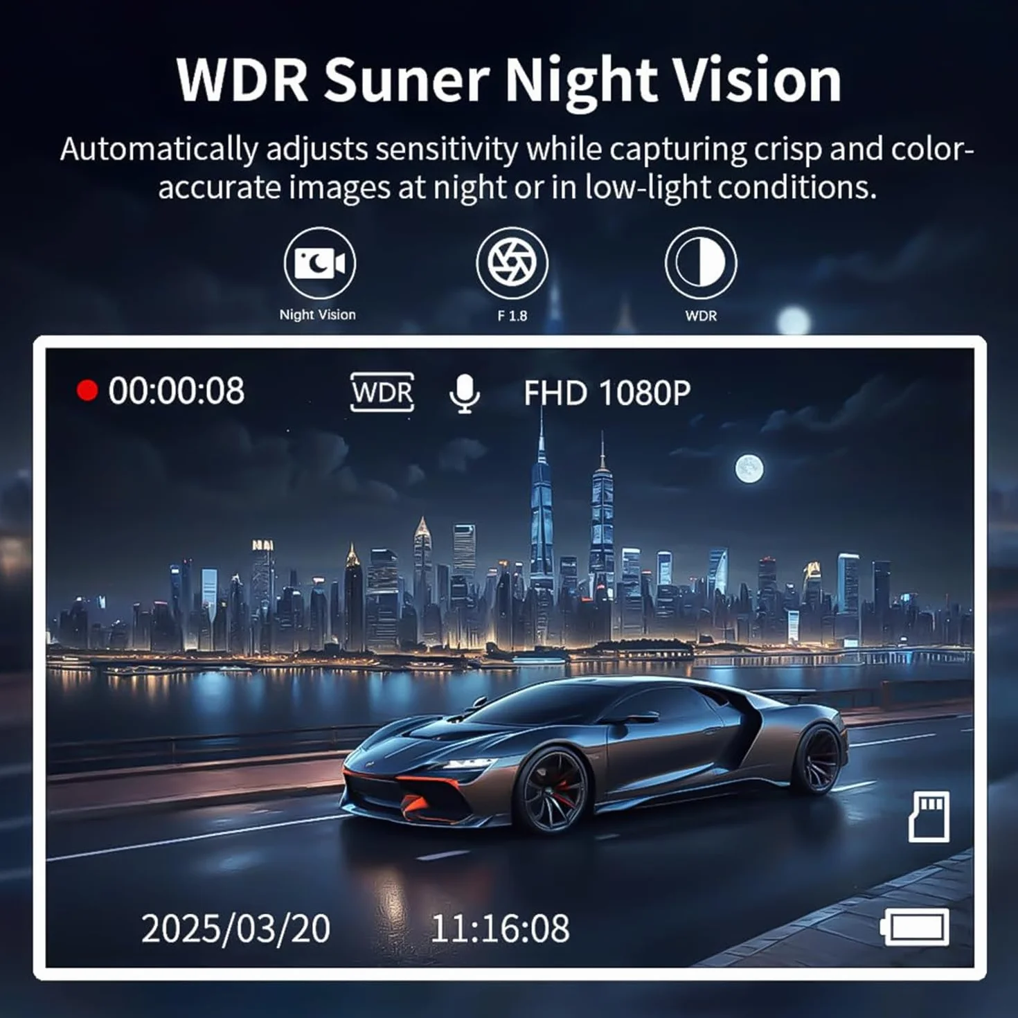 360° samochodowy rejestrator DVR WiFi, 4-kanałowy rejestrator wideo z kartą 32 GB, 1080P FHD, widok 360°, kamera samochodowa z przodu i z tyłu, sterowanie aplikacją, monitorowanie parkowania
