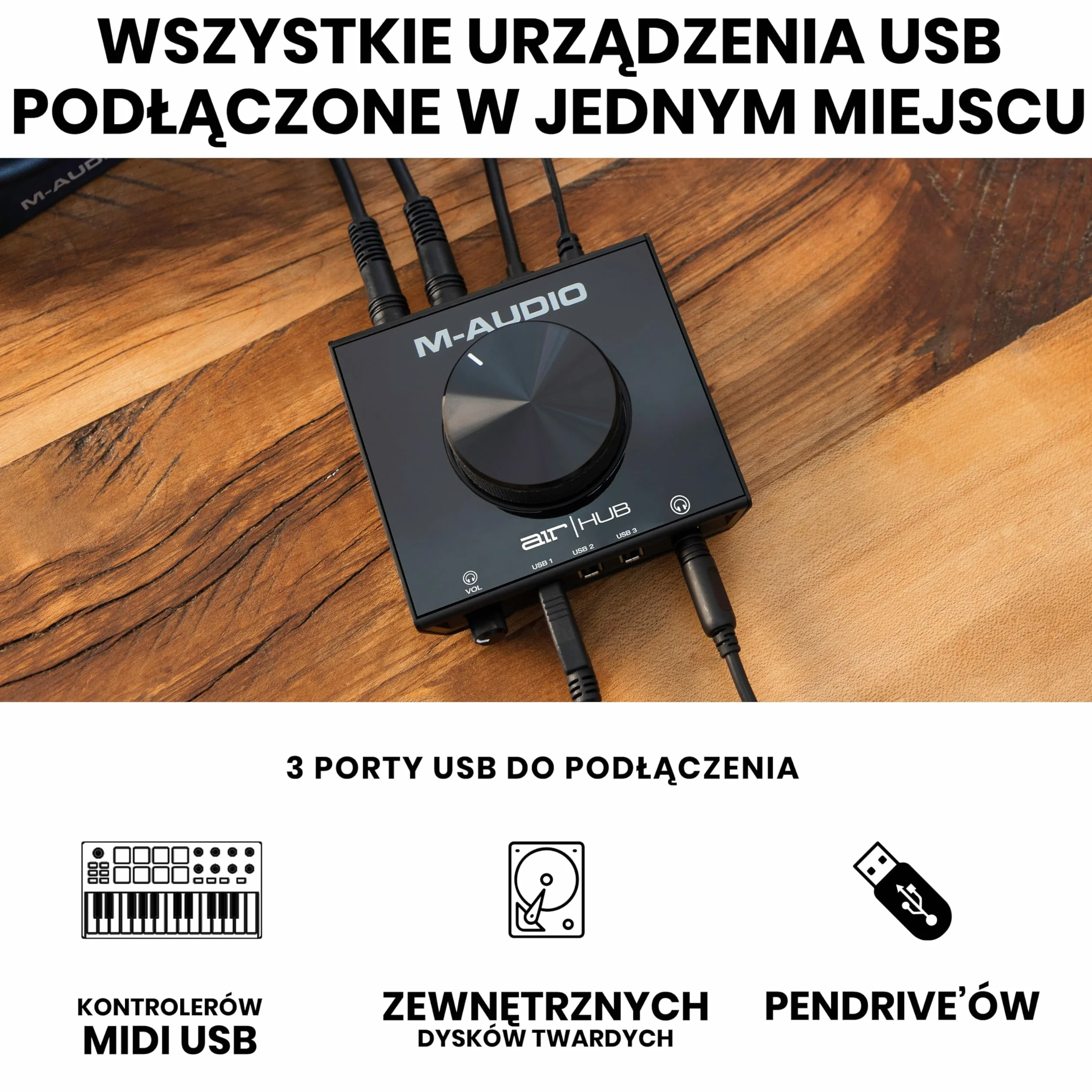 M-Audio AIR HUB Interfejs audio USB USB-C 3-portowy hub