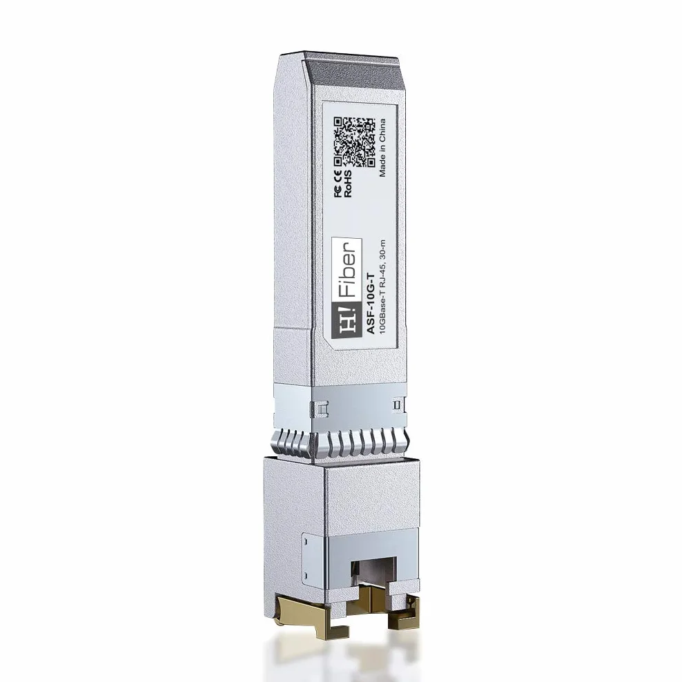 H!Fiber.com Transceiver 10G SFP+ do RJ45, moduł miedziany 10GBASE-T SFP+, kompatybilny z Ubiquiti Unifi UF-RJ45-10G, Mikrotik, Fortinet, TP-Link itp. (CAT.6a/CAT7, 30 m)