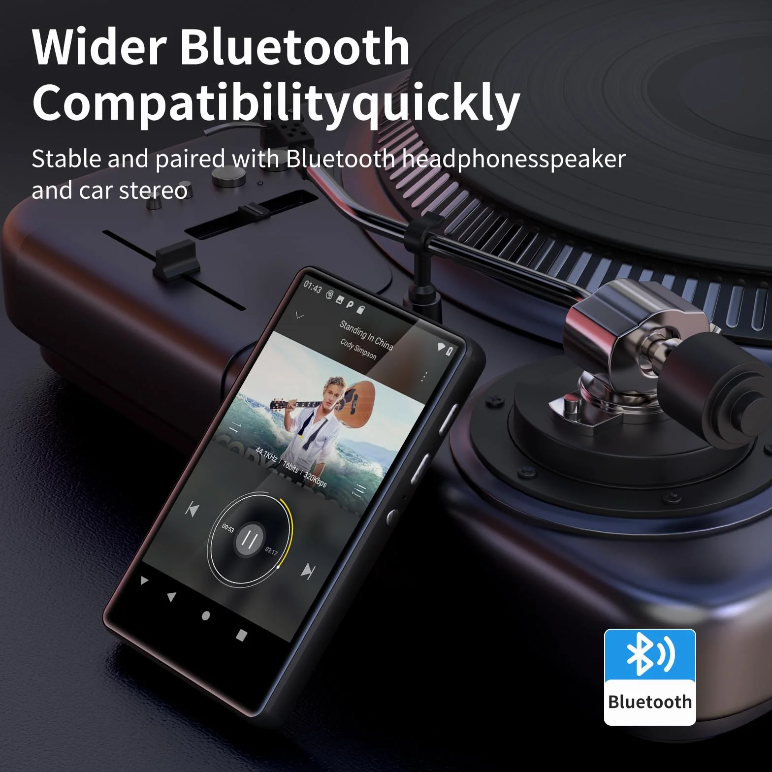 80GB odtwarzacz MP3 z Bluetooth i Wi-Fi, SWOFY 4.0-calowy odtwarzacz MP3 i MP4 z ekranem dotykowym Android, przenośny odtwarzacz muzyki dla dzieci z Spotify, Amazon Music, radiem, rejestratorem