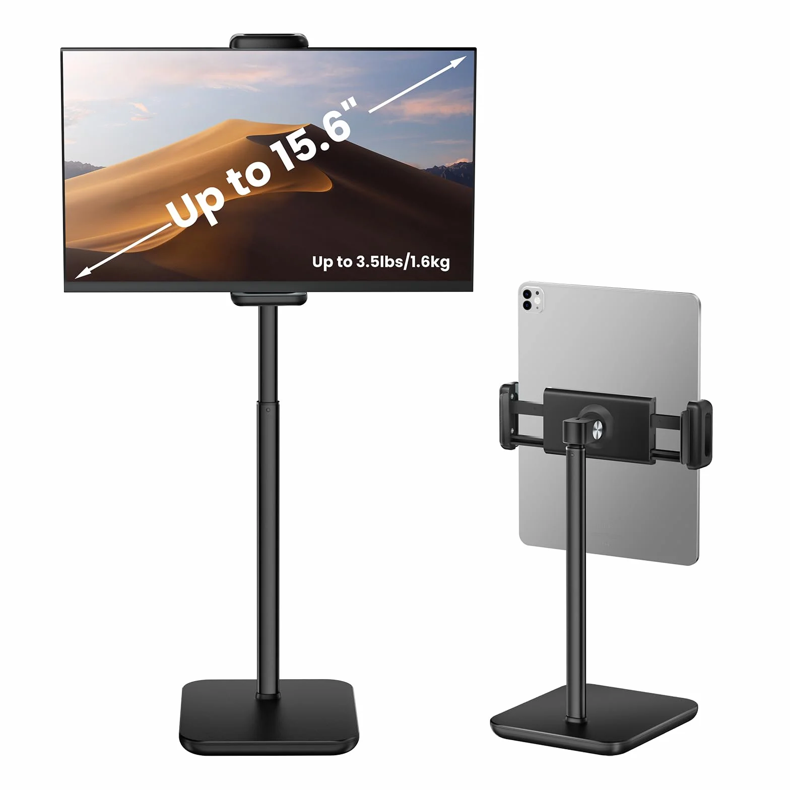 Regulowany stojak na iPada z wydłużeniem wysokości 21 ", 360 ° uchwyt tabletu obrotowego dla biurka, stojak na powierzchni, przenośny stojak na monitor z tabletami i smartfonami 4,7-15.6"