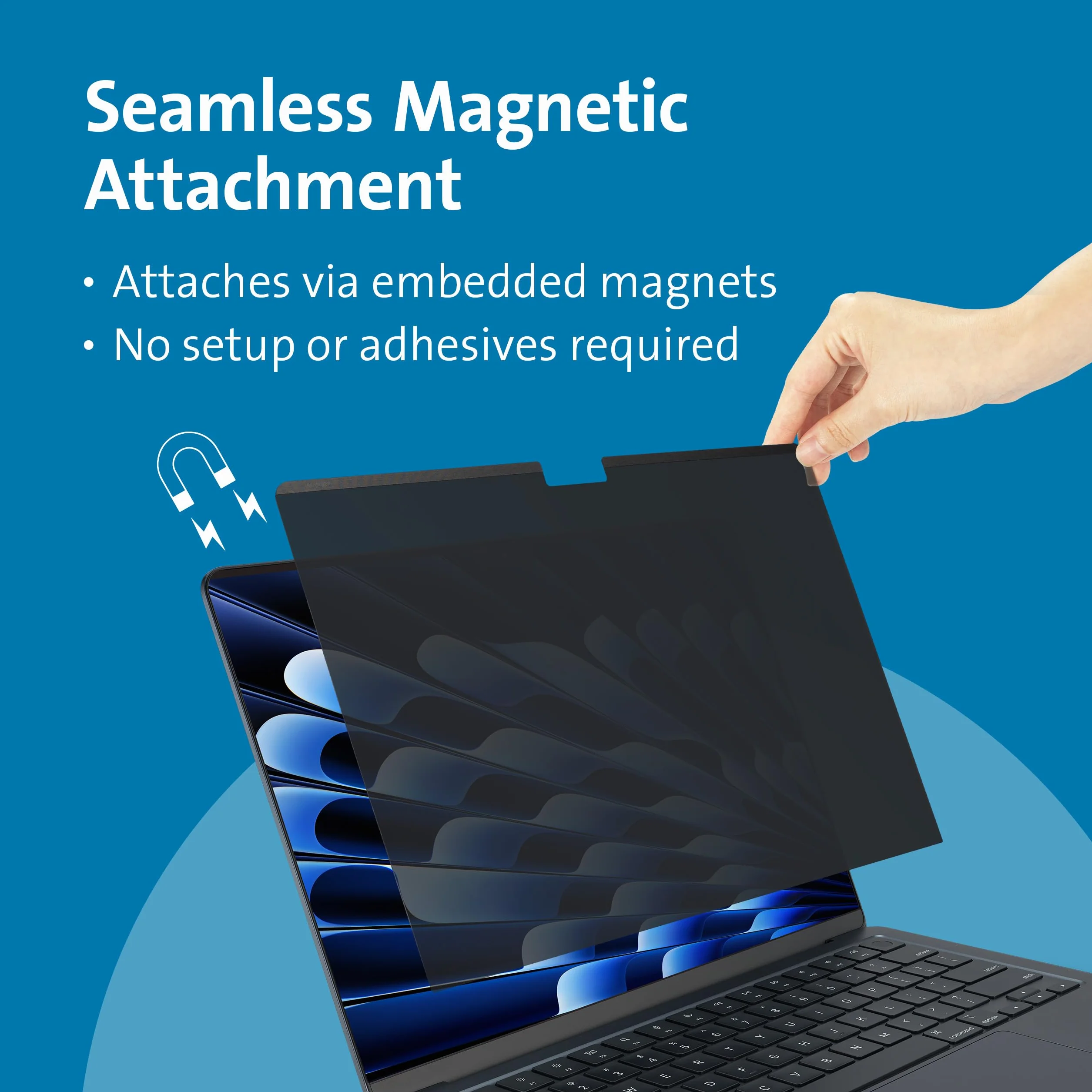 Kensington Magnetyczny Filtr Prywatyzujący MagPro Elite do MacBooka Air 15" (M2, 2023), Zdejmowana Osłona, Przeciwodblaskowa, Redukuje Niebieskie Światło, Dedykowany dla MacBooka Air 15" (K58306WW)