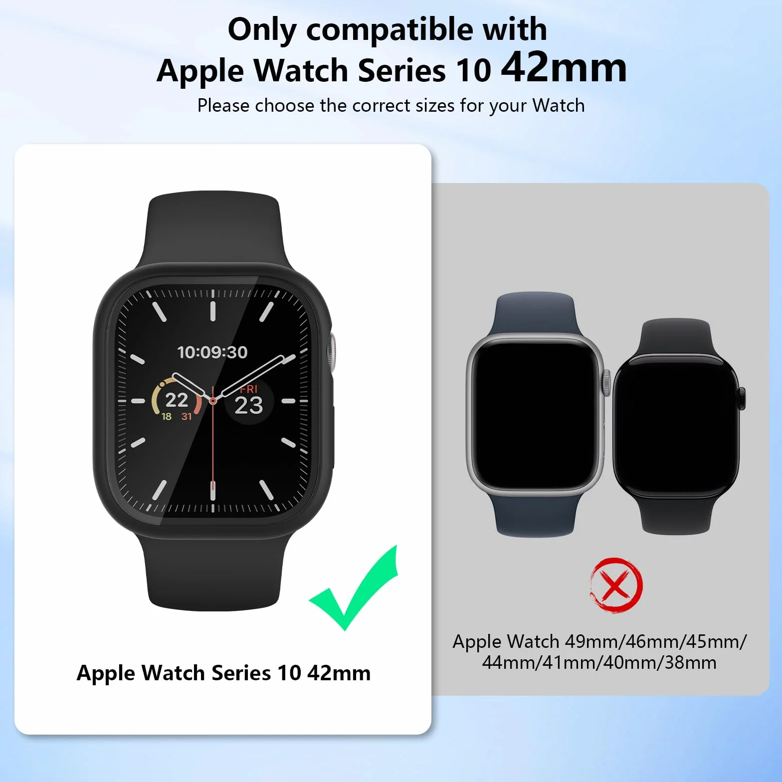 4 szt. etui kompatybilne z Apple Watch Series 11 10 42 mm ze szkła hartowanego, iWatch Case ochraniacz ekranu i etui ochronne do Apple Watch Series 11 10 42 mm (4 czarne)