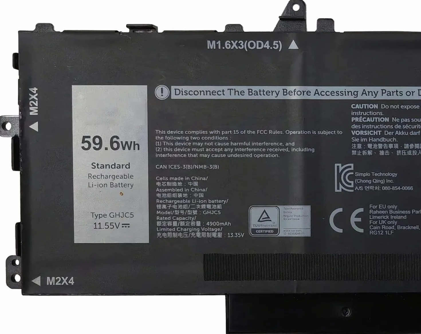 Bateria do laptopa Dell Latitude 9420 9430 Series 11,55 V 59,6 Wh