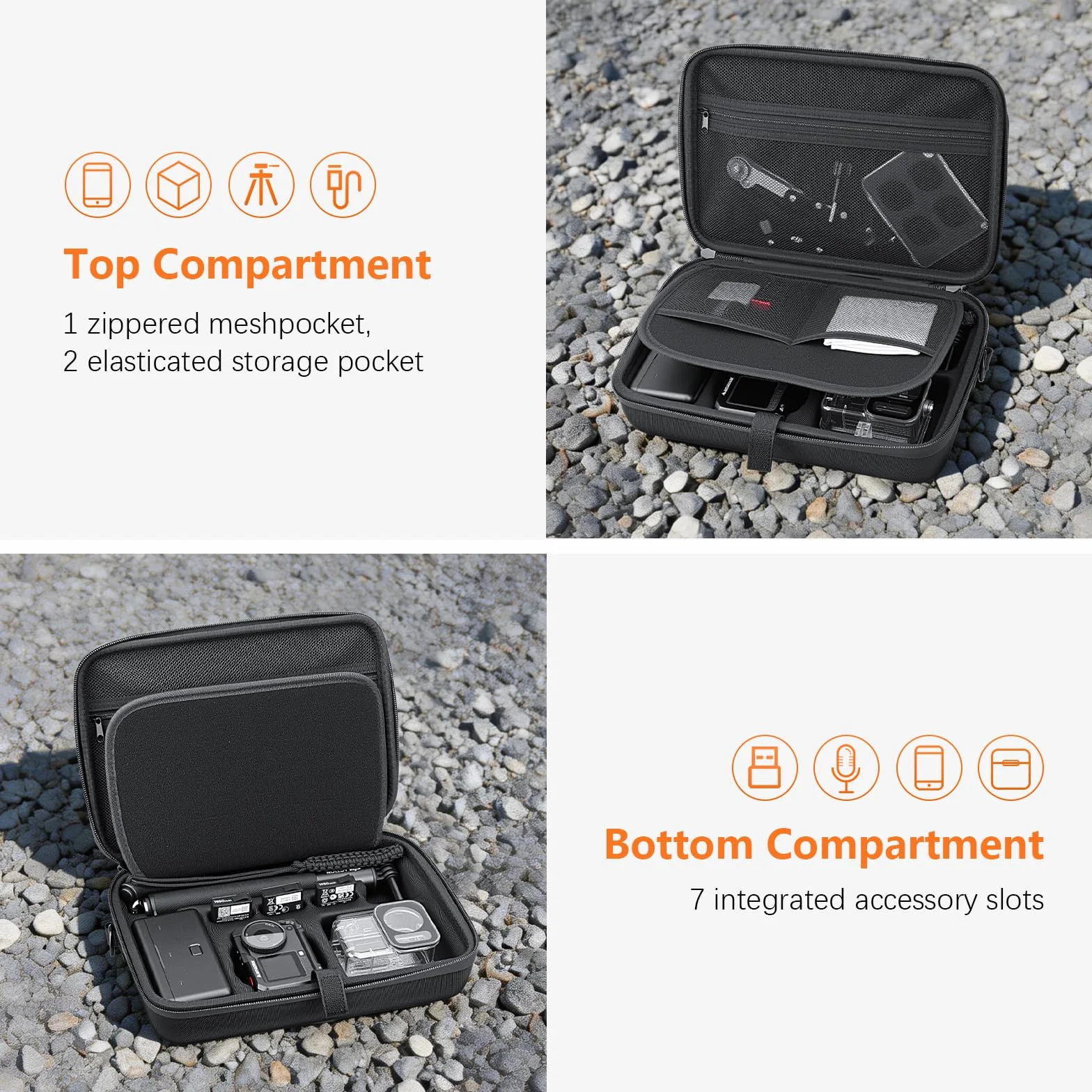 AMAZEAR Przenośny futerał do DJI Action 6, twarda obudowa z paskiem na ramię torba podróżna do akcesoriów DJI Osmo Action 6, kompaktowy wodoodporny organizer