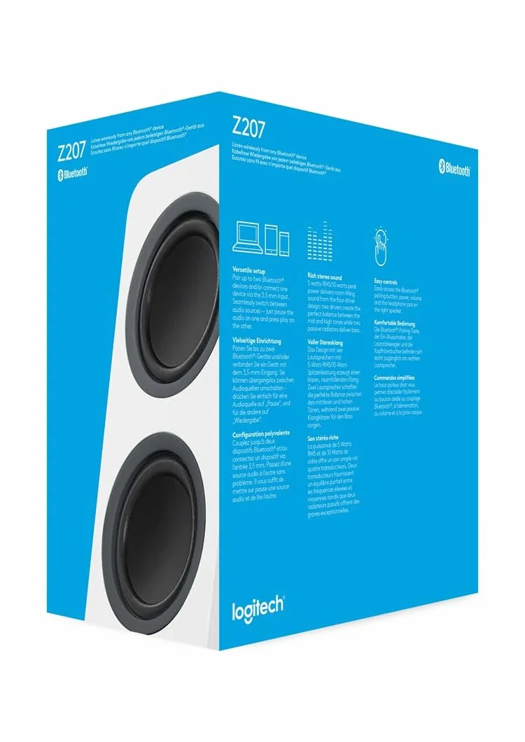 Logitech Z207 Bluetooth Computer Speakers Głośniki Komputerowe Biały