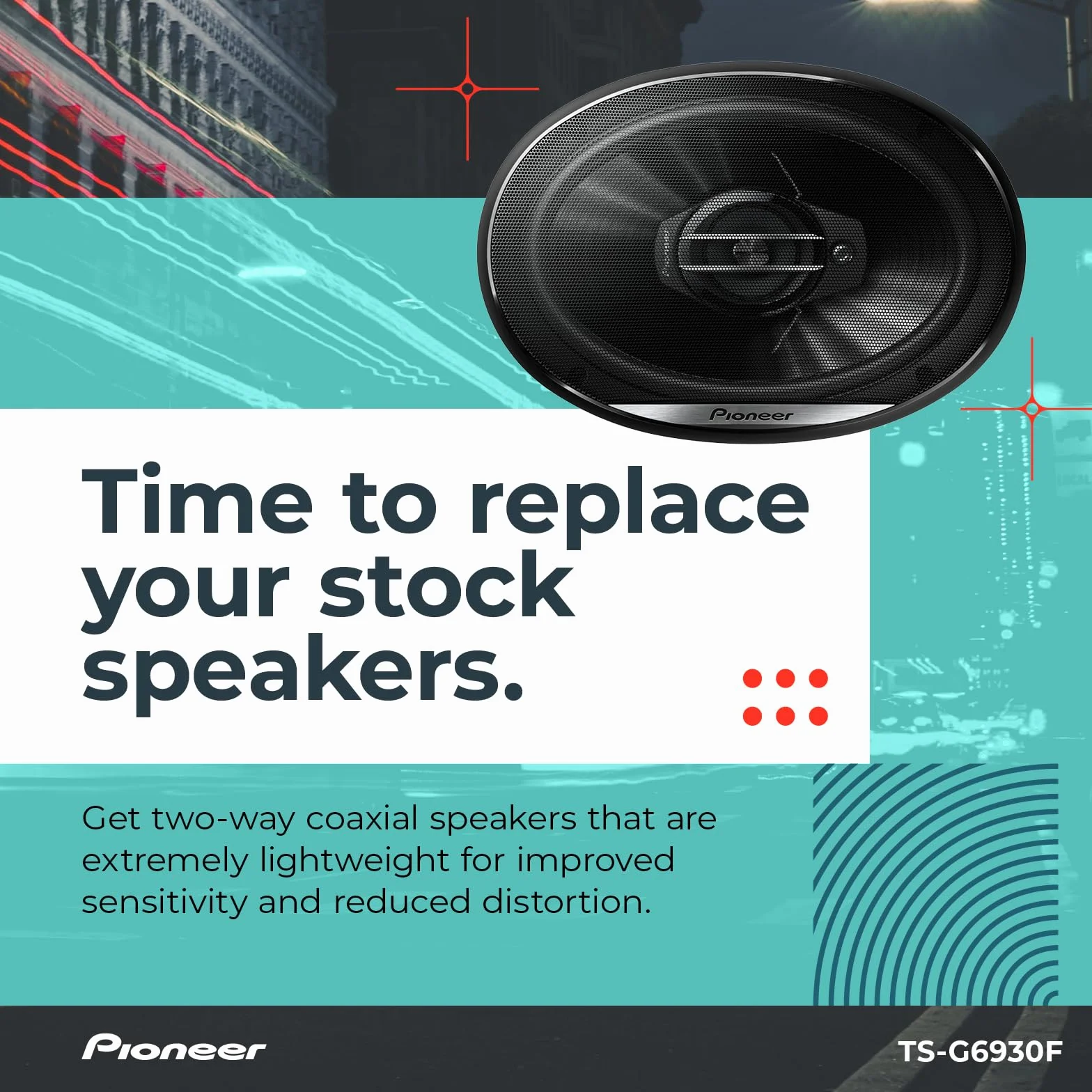 Pioneer TS-G6930F 6"x9" 3-drożne głośniki współosiowe 400W 45W RMS 70mm
