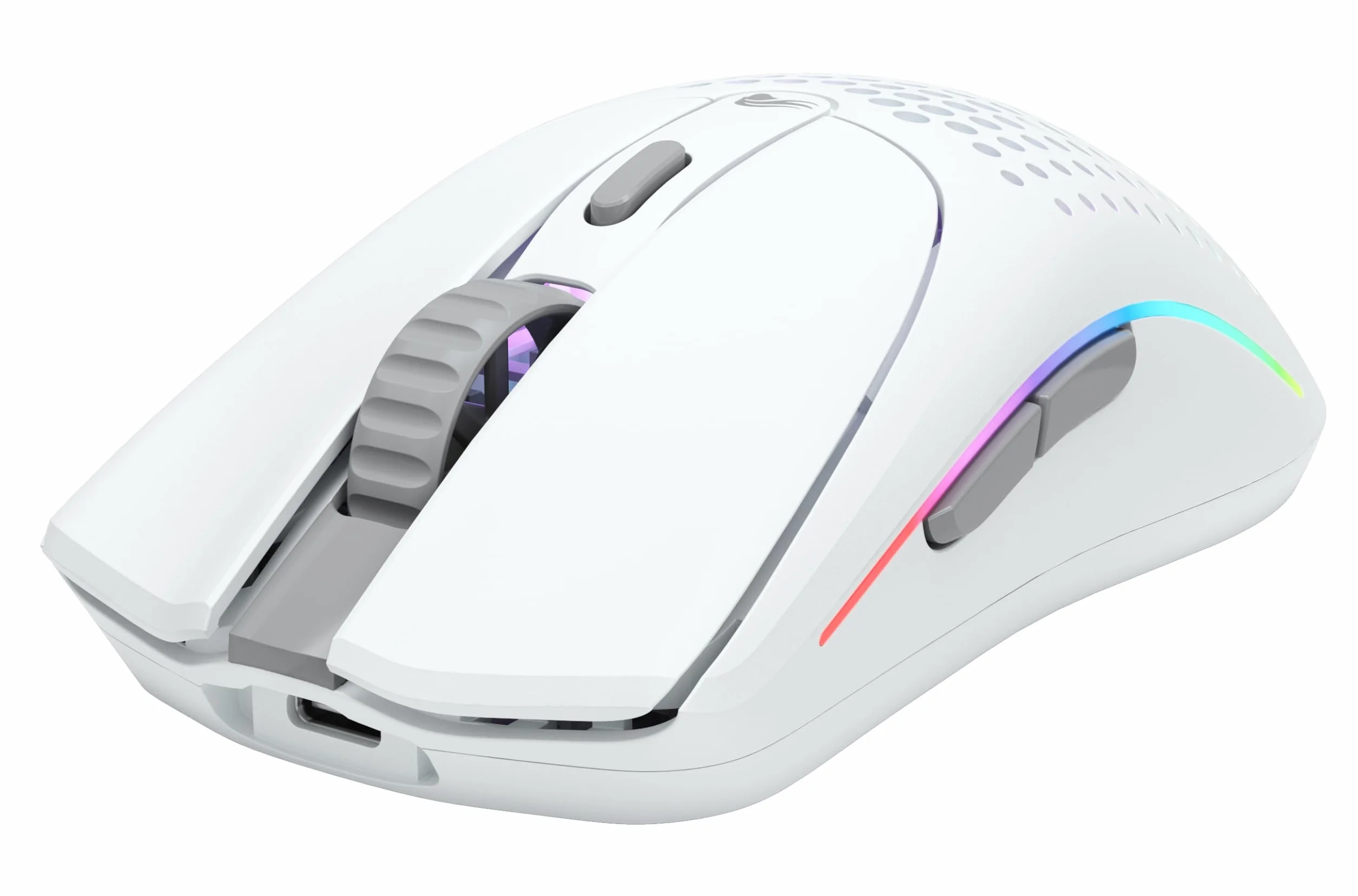 GLORIOUS Gaming Model O 2 Wireless – hybrydowa 2,4 GHz/Bluetooth, długi czas baterii, superlekka (68 g), czujnik BAMF 2,0 26k, RGB, oburęczna, 6 przycisków, ślizgacze – biel