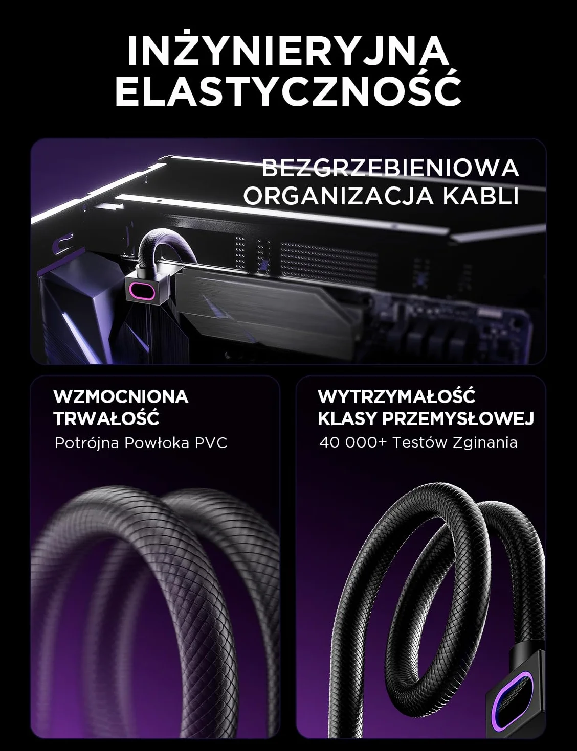 AsiaHorse Hydrus 8-Pin CPU Kabel przedłużający [TYLKO CPU], Kabel zasilający EPS 12V (NIE DLA GPU), 18AWG Sleeved, 5V 3-Pin ARGB Sync - Czarny