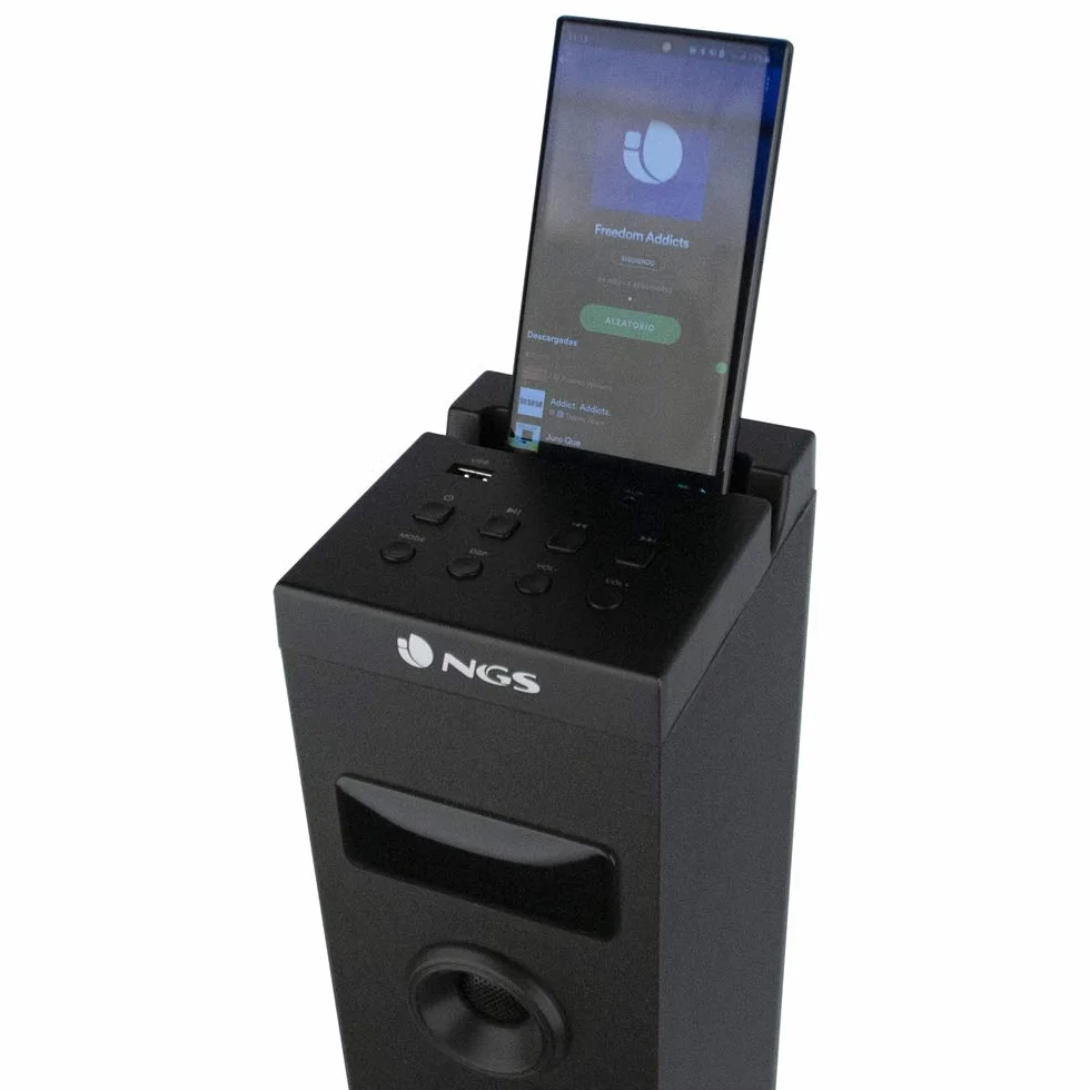 NGS SKY CHARM BLACK- Głośnik Kolumnowy Bluetooth 50W z Pilotem, Wejściem Optycznym, USB, Radiem FM i AUX IN (Kolor Czarny)