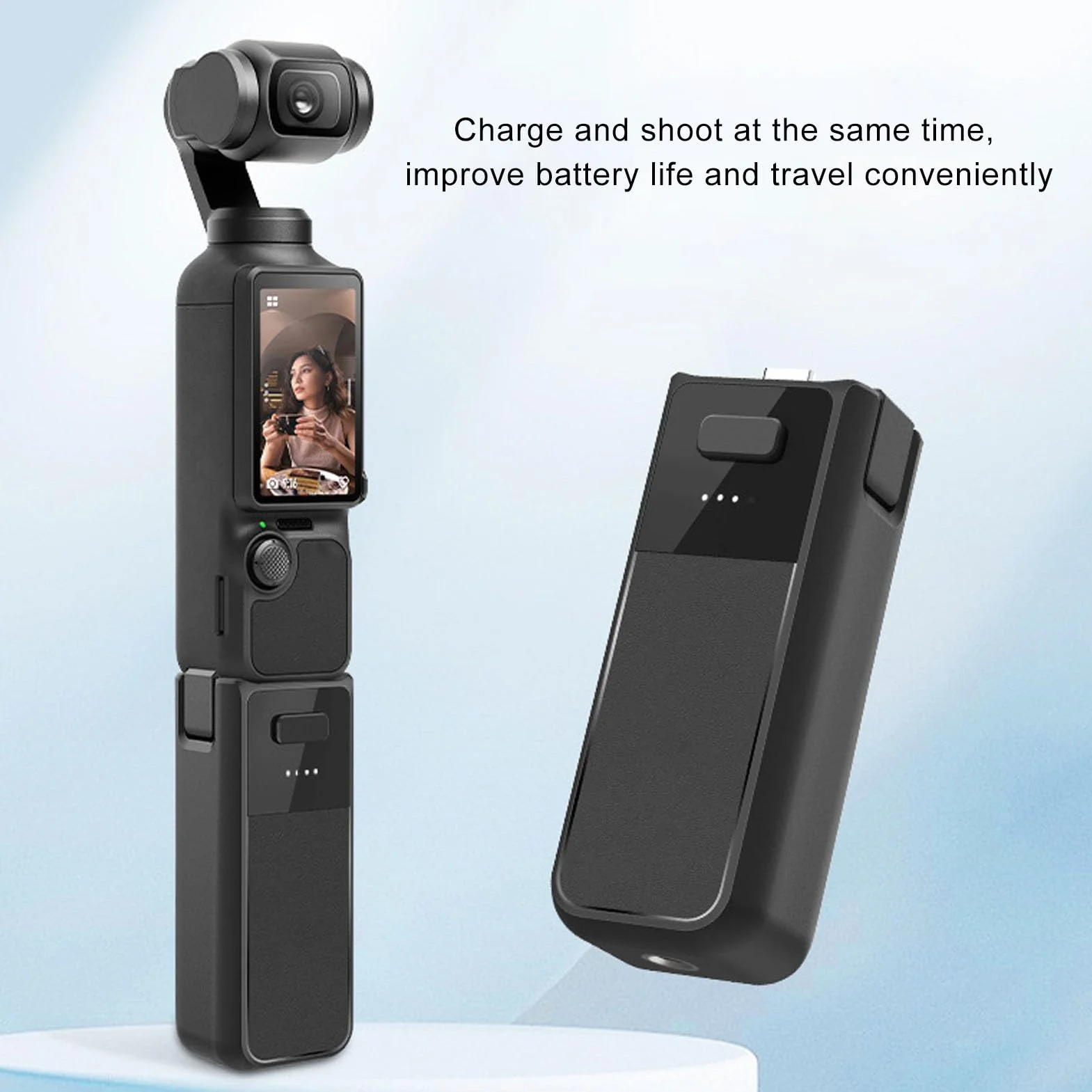Kompatybilny z Uchwytem Akumulatorowym Pocket 3, Przenośnym Uchwytem Akumulatorowym 2800 MAh do Akcesoriów Pocket 3 Creator Combo, Zarezerwowany Gwint 1/4, Inteligentny