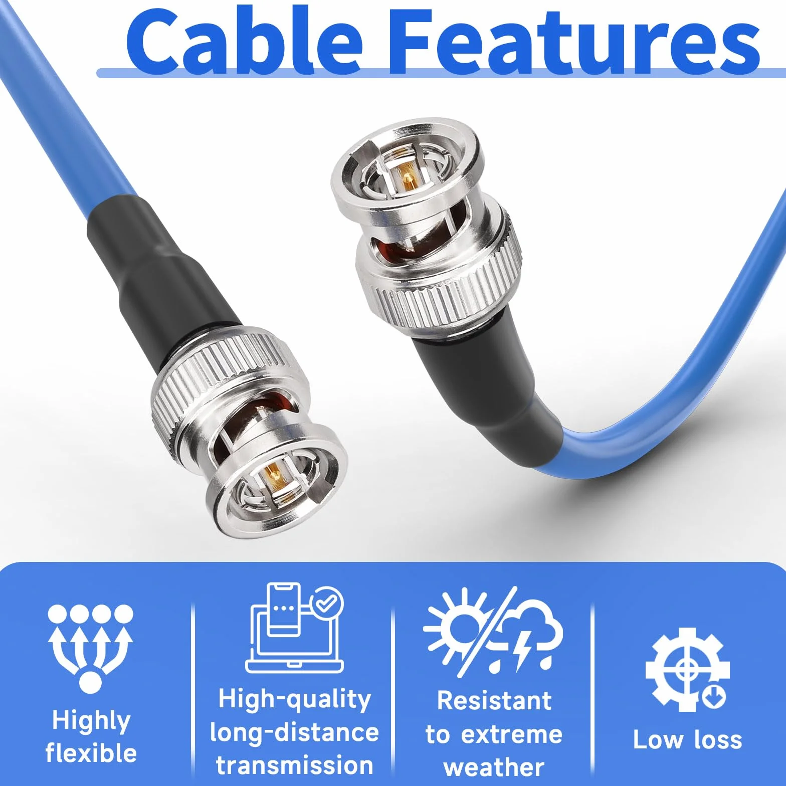 Superbat Kabel 3G/6G/12G HD SDI 30 m, BNC wtyczka wtykowa RG6 SDI wideo kabel koncentryczny 75 omów – do kamery nadawczej, monitora CCTV, przetwornika SDI i urządzeń audio wideo