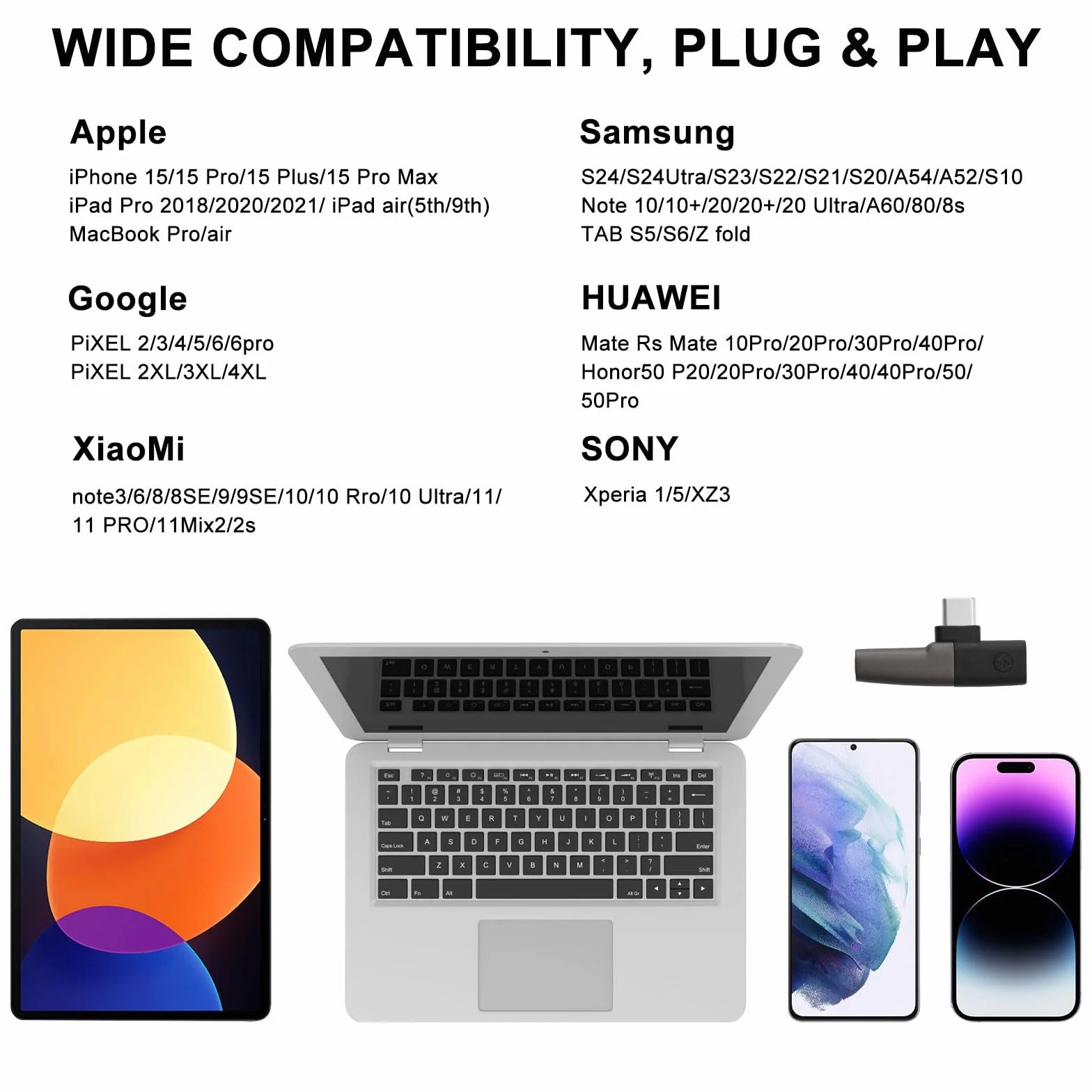 HENGBIRD Adapter USB C na słuchawki i ładowanie 2 w 1 Adapter słuchawkowy USB C na 3,5 mm słuchawki Typ C Aux Adapter Kompatybilny z iPhone 15 Pro Max iPad Pro/Mini 6 Galaxy S24 Ultra S23 Huawei