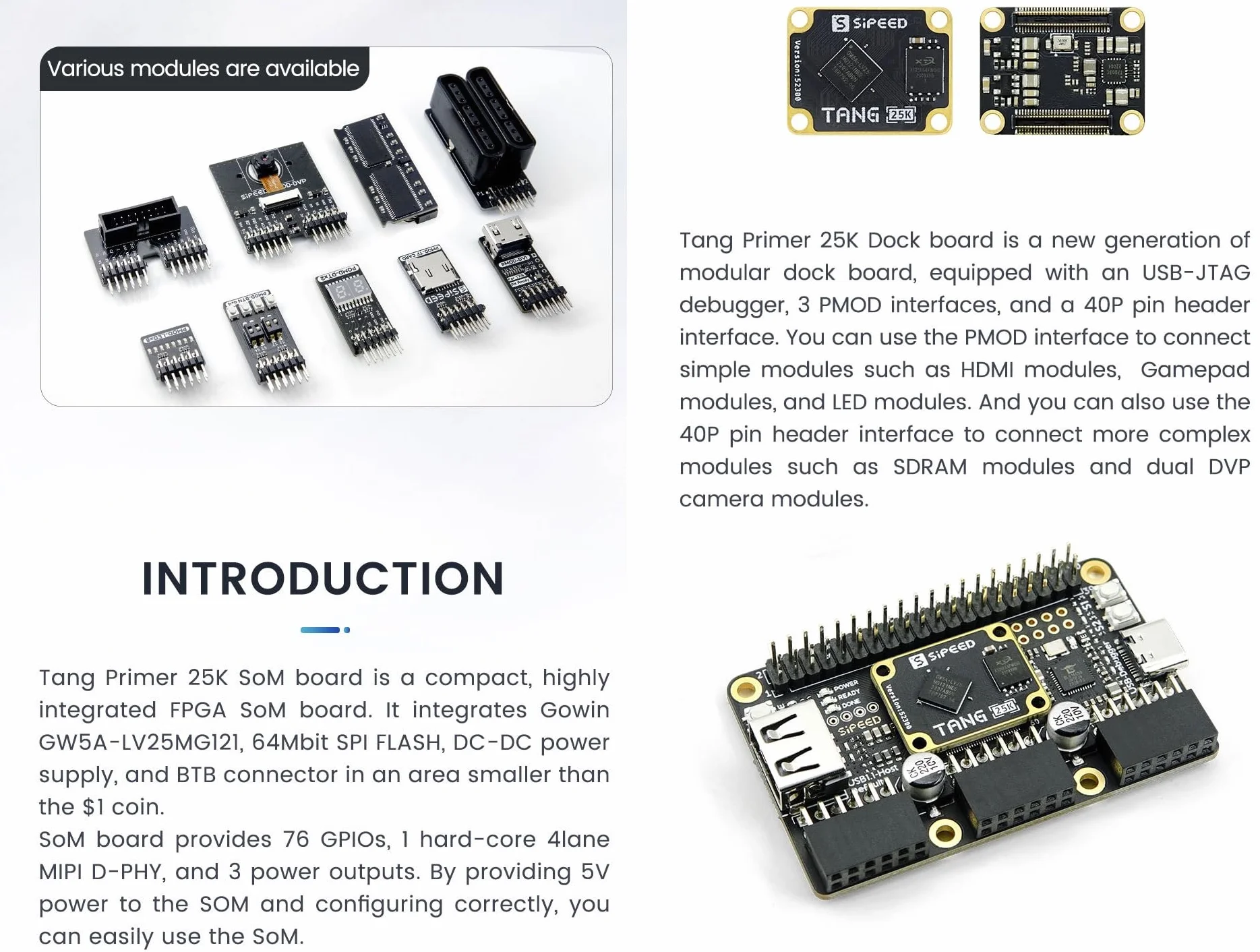 youyeetoo Sipeed Tang Primer 25K Dock FPGA Development Board MCU, RISCV, modularyzacja, Gowin GW5A, PMOD SDRAM, 23 K LUT4, MIPI 2,5 Gbps (25 K Pmod + SDRAM pakiet)