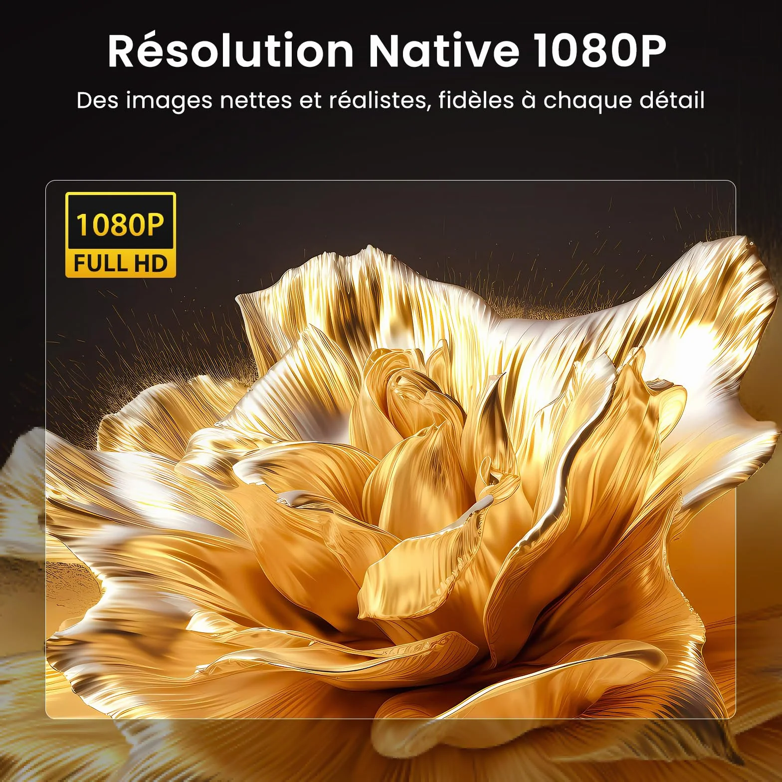 Mini projektor 4K, HAPPRUN H1 Full HD rzutnik z Bluetooth – natywny 1080P przenośny projektor na zewnątrz z głośnikiem, kompatybilny ze smartfonem, HDMI, USB, AV, TV-Stick, PS5 do kina domowego