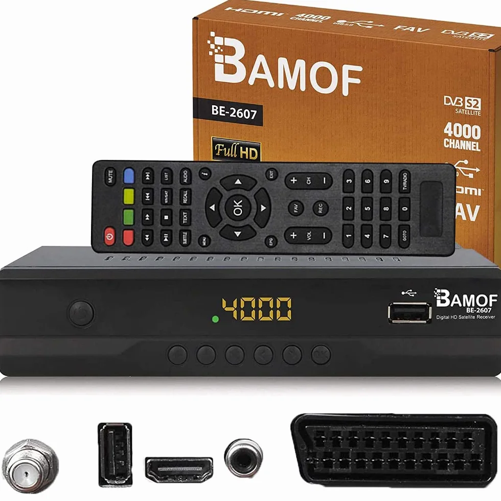 Bamof BE-2607 cyfrowy odbiornik satelitarny (HDTV, DVB-S/S2, HDMI, SCART, 2 x USB 2.0, Full HD 1080p) [wstępnie zaprogramowany dla Astra Hotbird Türksat] [Klasa energetyczna A+++]