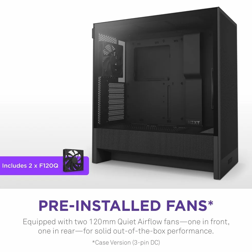 NZXT H5 Flow Czarny obudowa ATX Mid-Tower PC 2x120mm wentylatory 360mm przednia 240mm górna chłodnica zarządzanie kablami