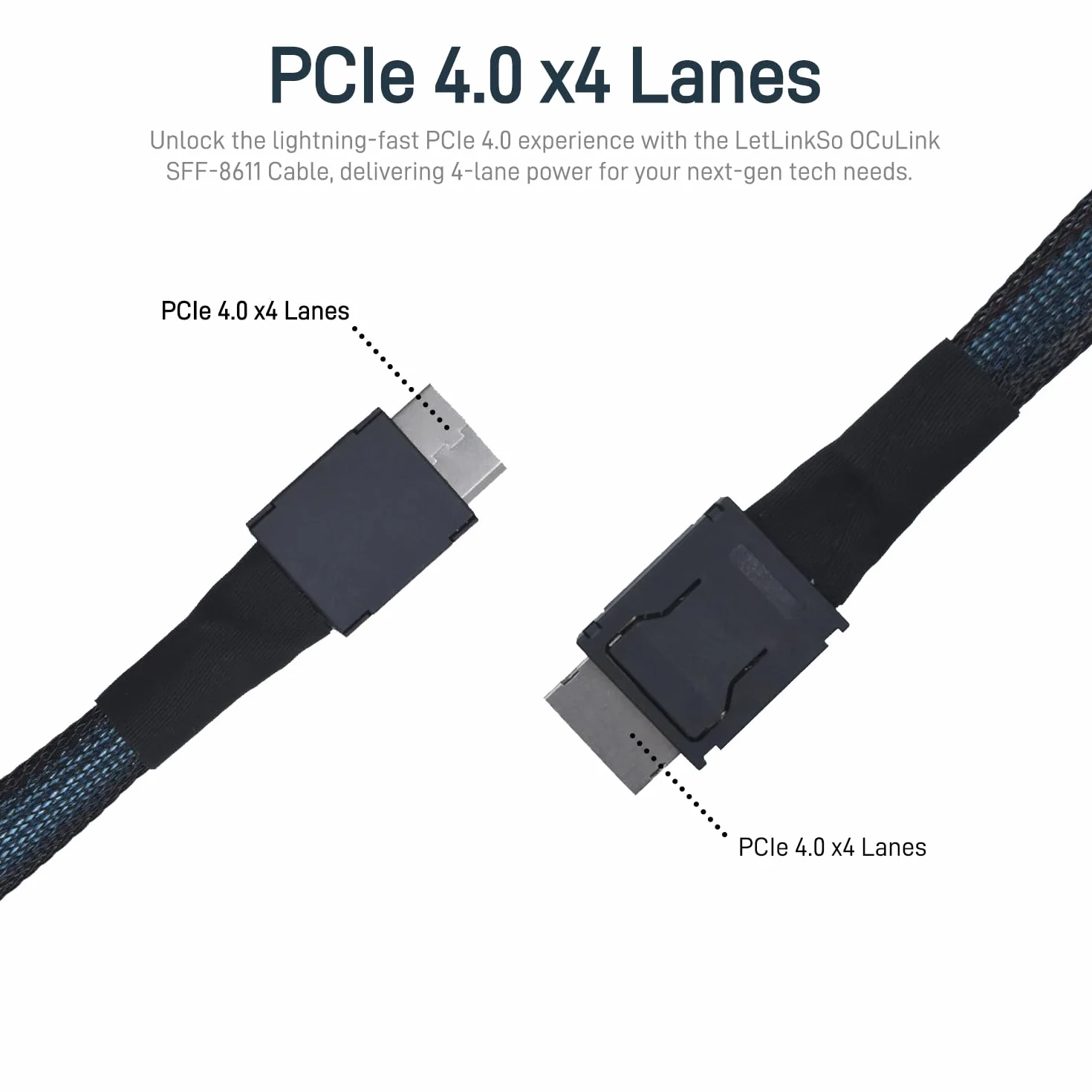 Oculink Kabel PCIe 4.0 SFF-8611 4i męski przedłużacz do Oculink eGPU onexGPU Mini PC SSD, 150 cm
