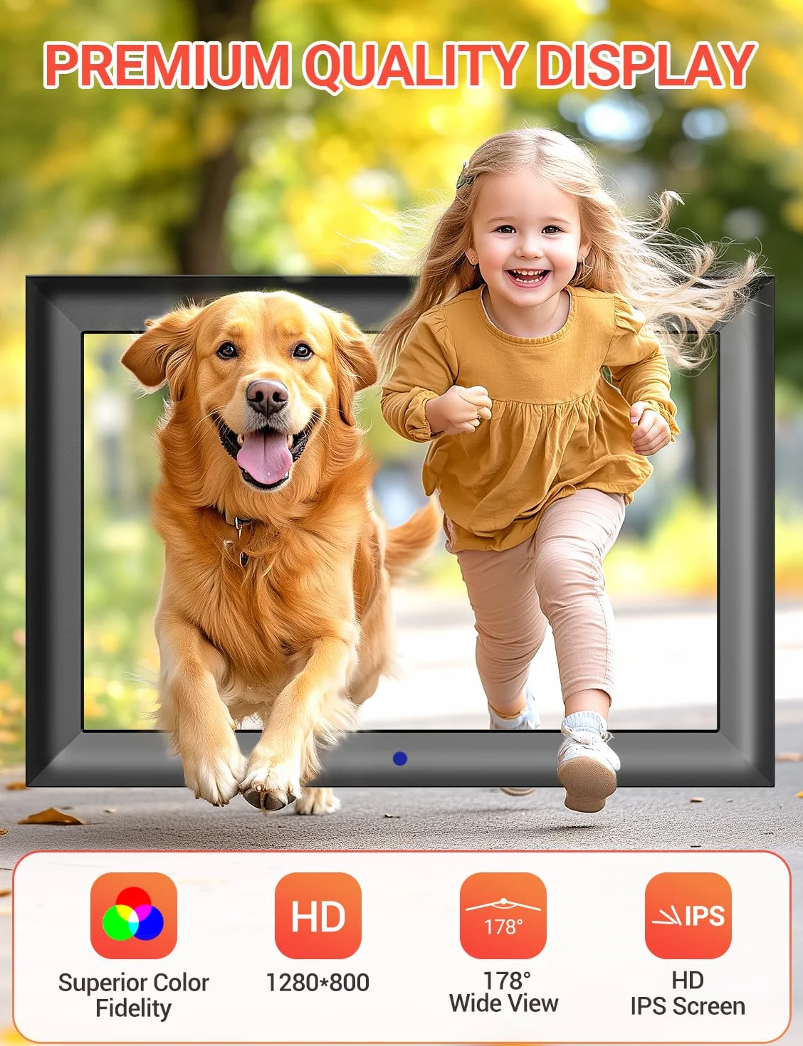 OBVHNUA 10,1-Calowa Cyfrowa Ramka na Zdjęcia z Pamięcią 32 GB i ekranem 1080P HD z możliwością zdalnego Udostępniania informacji o Pogodzie