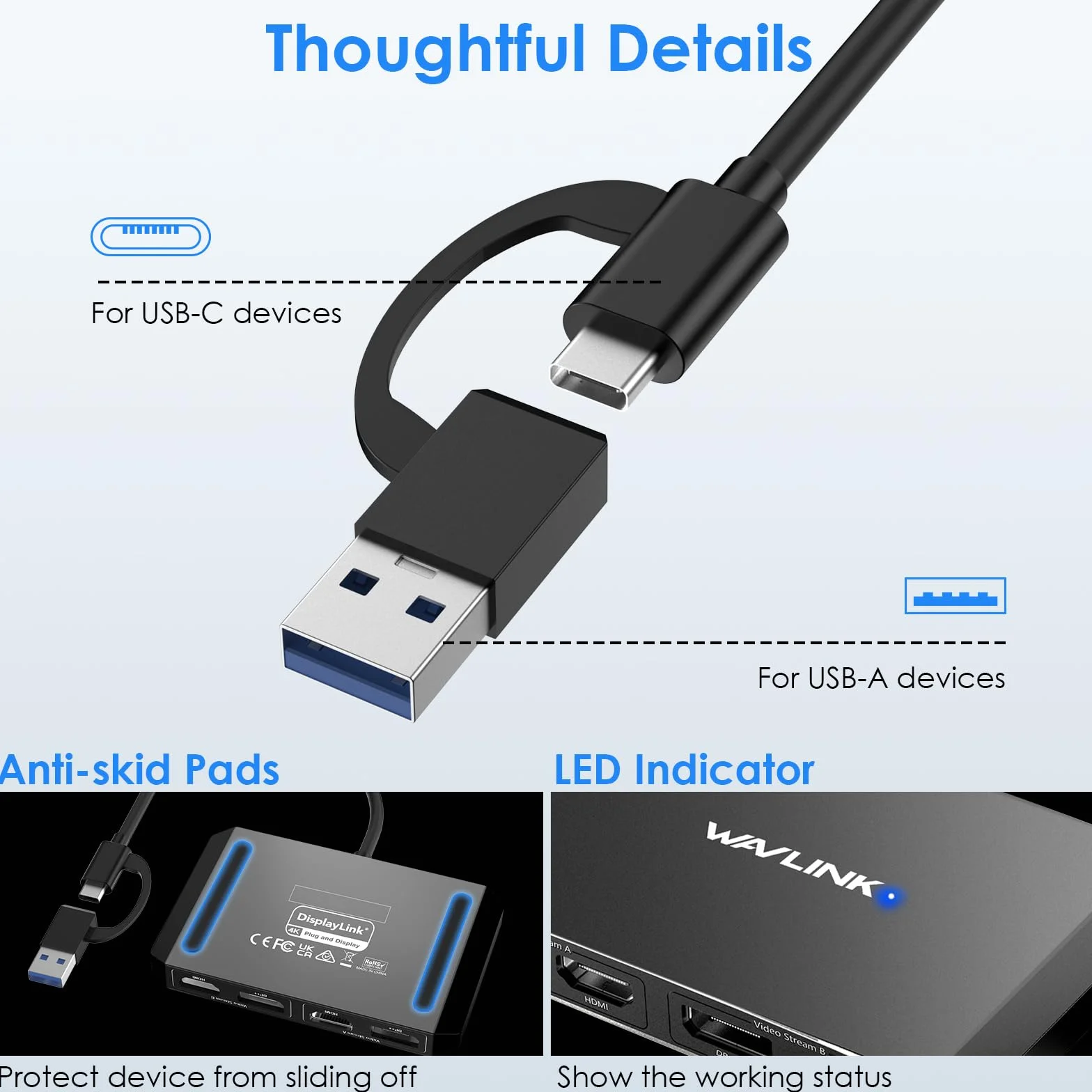 WAVLINK Adapter USB 3.0 USB C na DisplayPort HDMI DisplayLink Dual 5K 4K 60 Hz Monitor Hub Windows M1 M2 Mac czarny