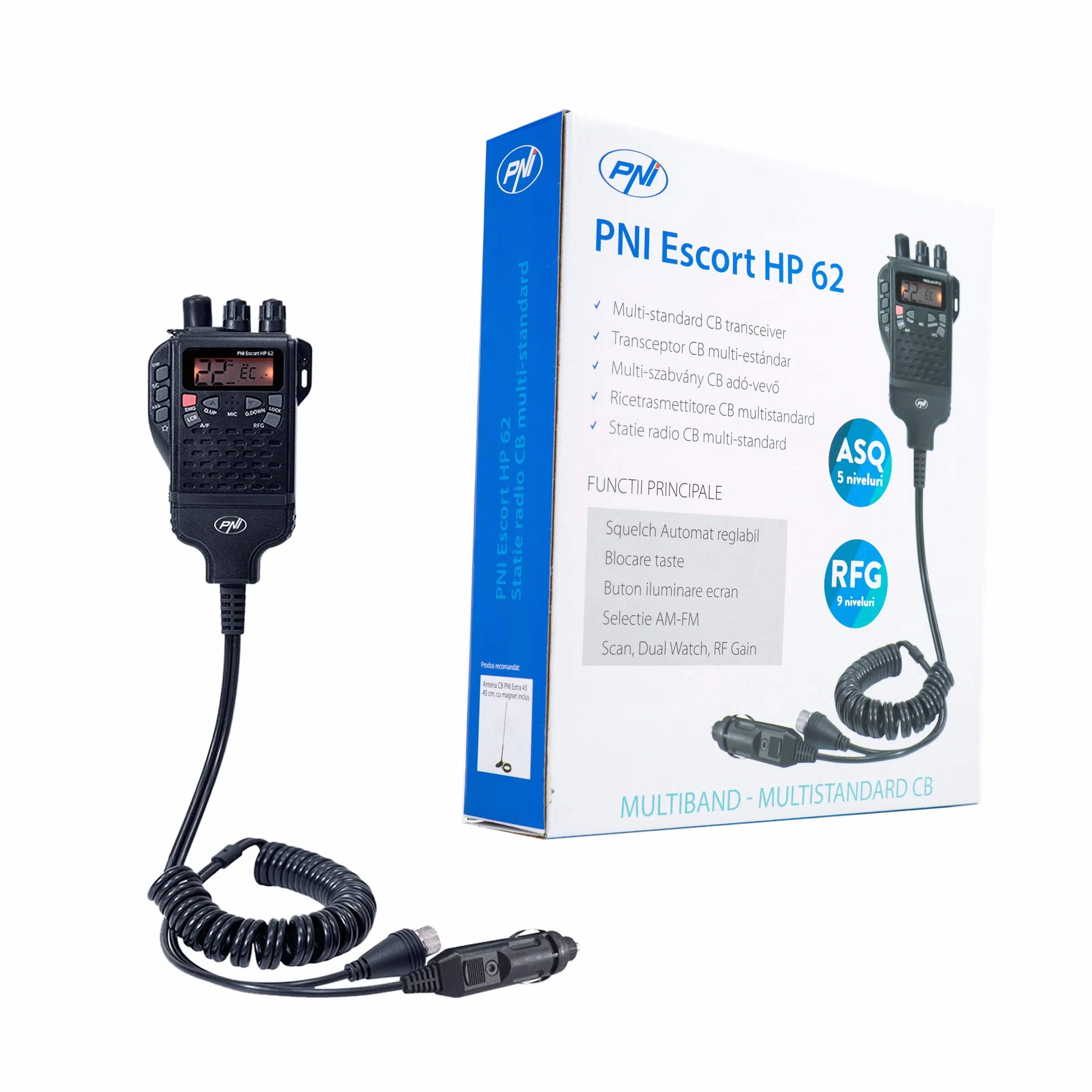 PNI Przenośne radio CB-Escort HP 62 z anteną BNC i uchwytem na baterie