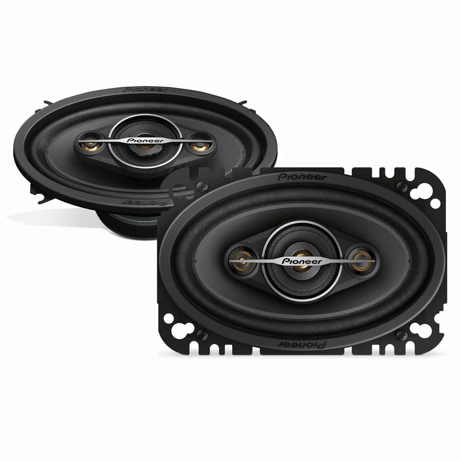 Pioneer TS-A4671F 4 x 6" 4-drożny koncentryczny zestaw z 2 głośnikami (każdy o mocy maks. 210 W, sinusie 30 W), wysoka wydajność, głębokość montażu 42 mm, otwór montażowy 93 x 153 mm, z maskownicą