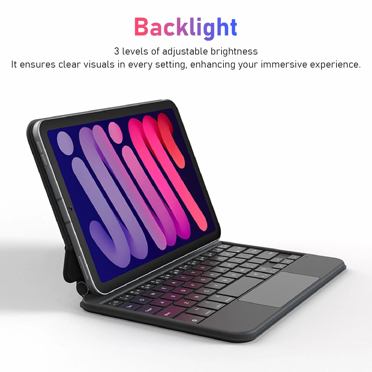 Magnetyczne Etui na klawiaturę do Tabletu IOS Mini 6 2021 8,3 Cala, Odłączana z Touchpadem, Podświetlana