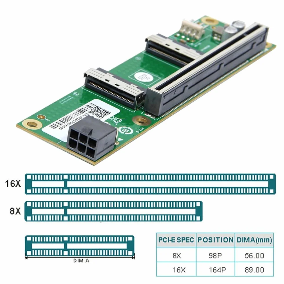 CY Adapter Dual MCIO 8i Mini Cool Edge IO SFF-TA-1016 na PCIE5.0 PCI-Express 16x VROC Adapter do płyty głównej SSD Karta graficzna