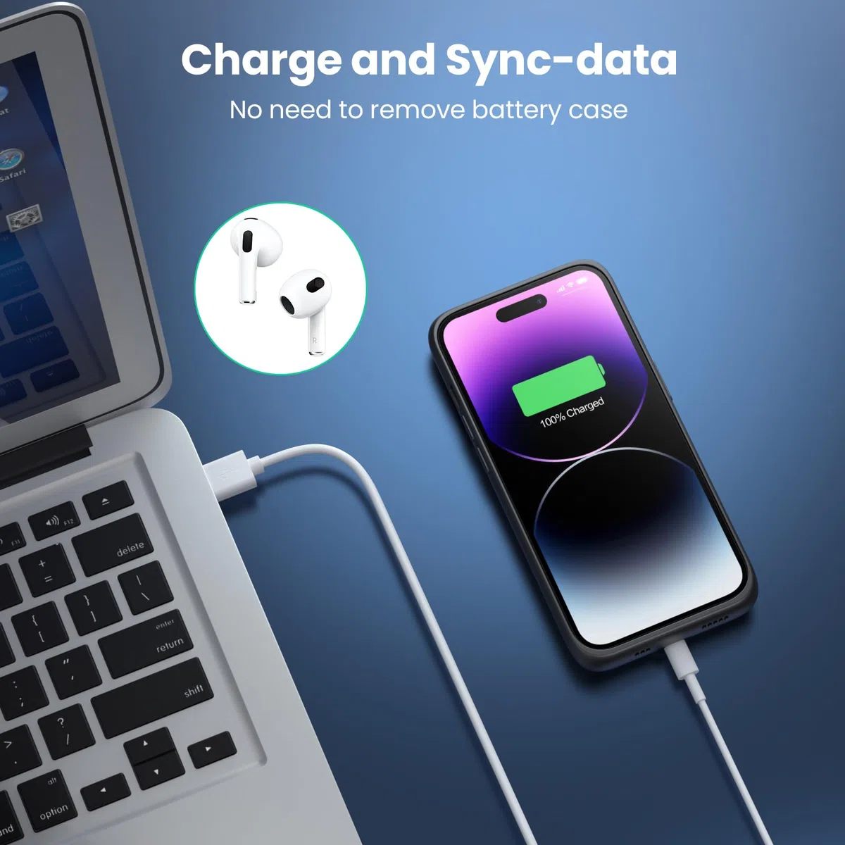 Feob Etui na baterie do iPhone 14 Pro (6,1 cala) 7200 mAh Akumulator Potężna bateria zewnętrzna Power Bank Przenośna ładowarka Etui na baterie do iPhone 14 Pro-Czarny