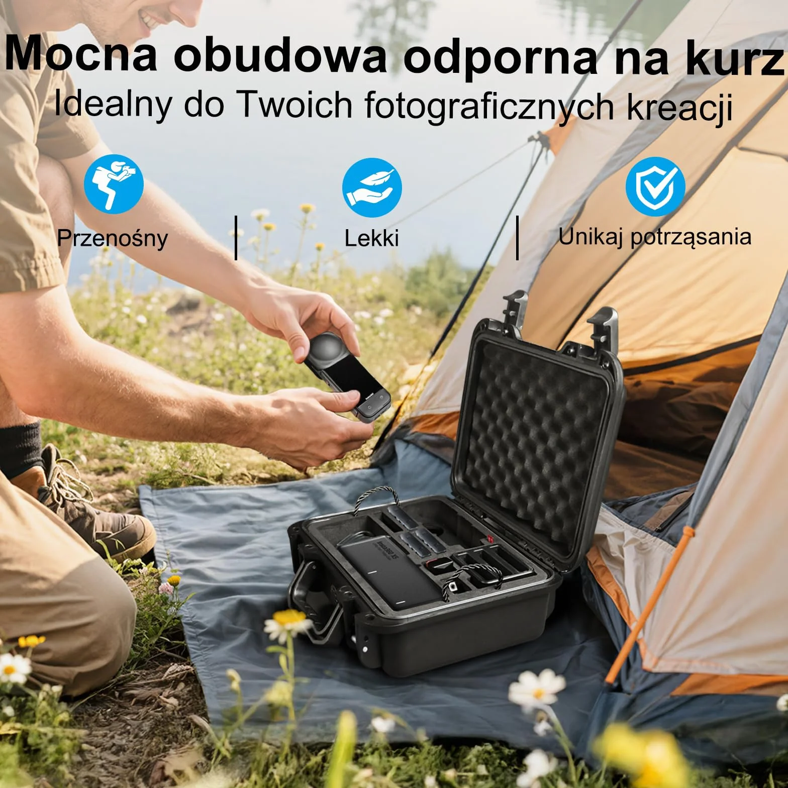LEKUFEE Przenośny wodoodporny futerał do kamery sportowej Insta360 X5, Insta360 X4 Air/ X4 / X3 i innych akcesoriów (tylko etui)