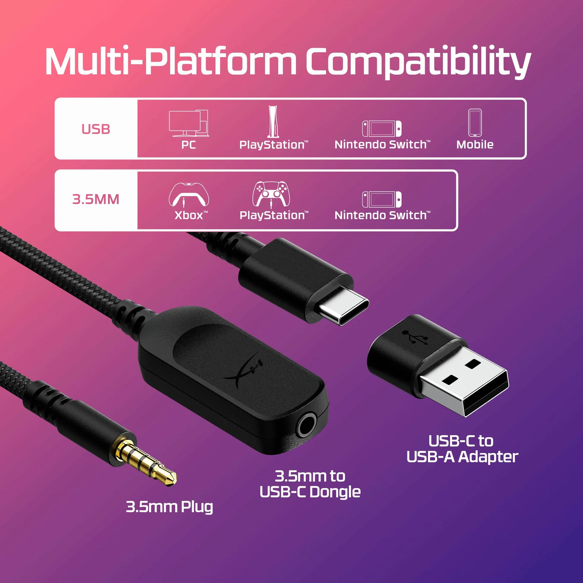 HyperX Cloud III – przewodowy zestaw słuchawkowy do gier, PC, PS5, Xbox Series X|S, kątowy sterownik 53 mm, DTS, pianka memory, stabilna rama, ultra przezroczysty mikrofon 10 mm, USB-C, USB-A, 3,5 mm