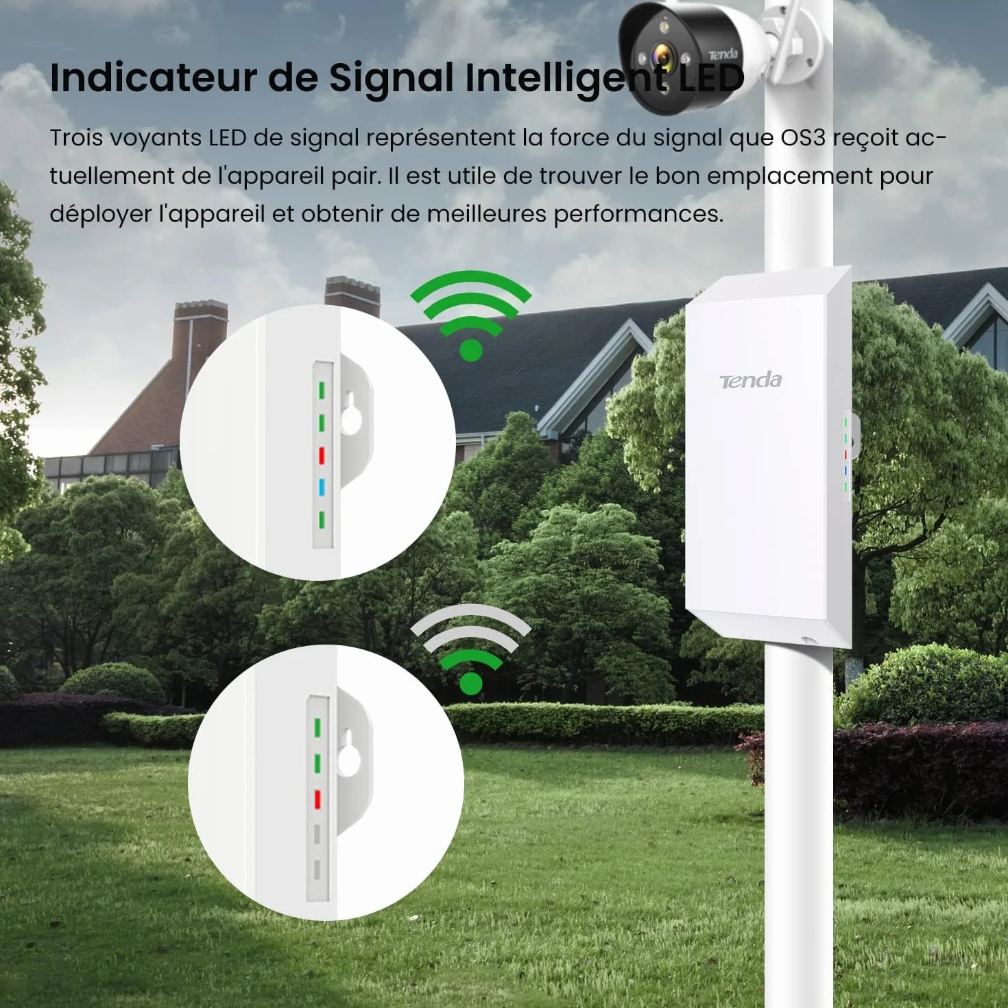 Tenda OS3 Most WiFi Zewnętrzny punkt dostępowy 867 Mb/s 5 GHz antena kierunkowa 12 dBi 4 porty LAN 10/100 Mbit/s zasięg 5 km zestaw 2 szt.