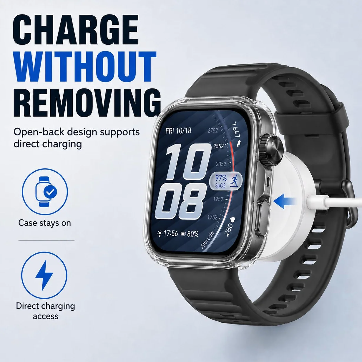 Etui ochronne kompatybilne z Huawei Watch Fit 5 Pro, z elastycznym TPU o wysokiej przejrzystości, folia ochronna na wyświetlacz [pełna ochrona], odporne na zarysowania i uderzenia etui