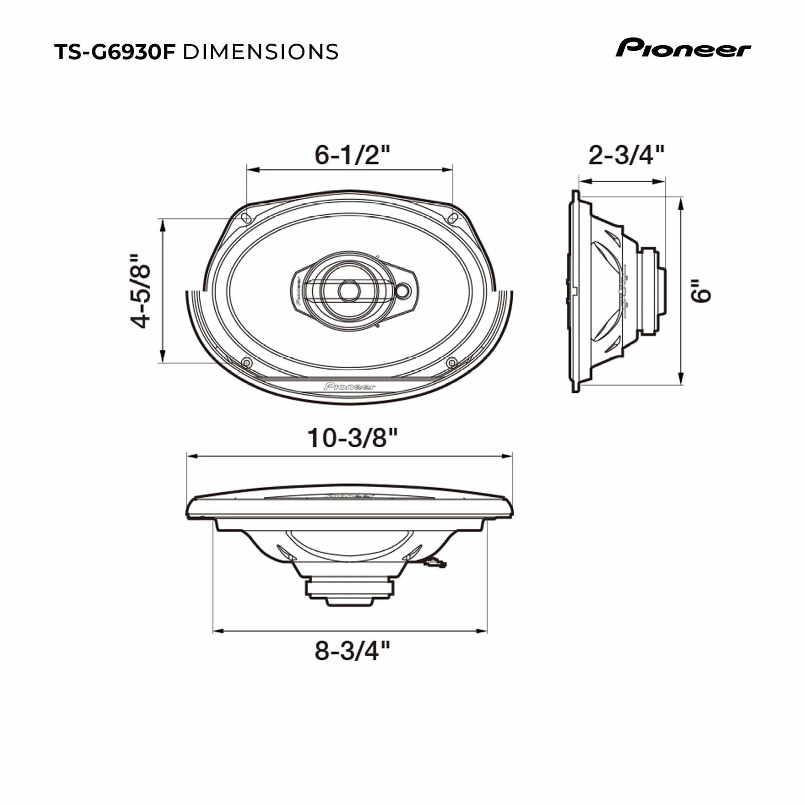 Pioneer TS-G6930F 6"x9" 3-drożne głośniki współosiowe 400W 45W RMS 70mm