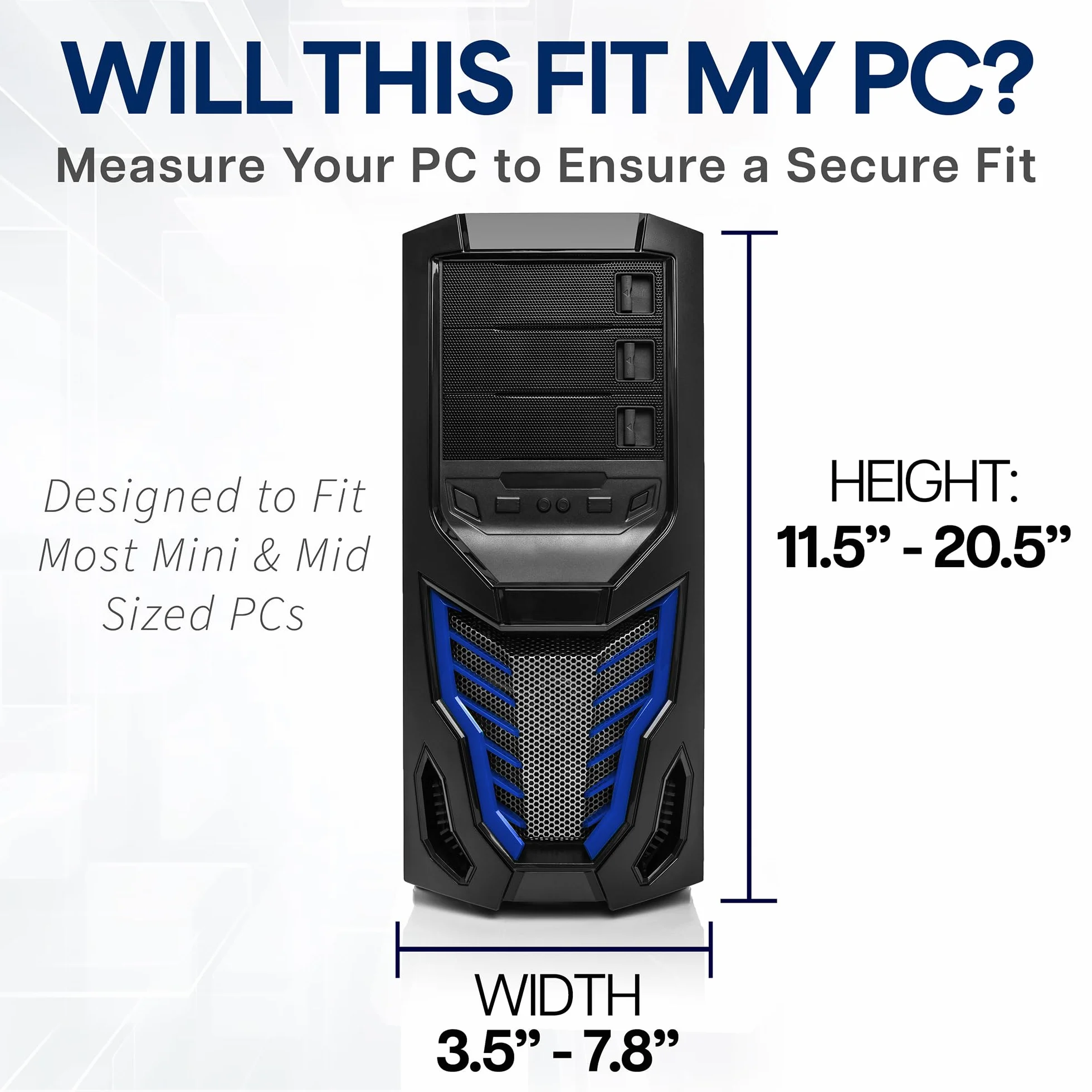 VIVO Regulowany uchwyt do komputera pod biurkiem i ścianą, czarny MOUNT-PC01