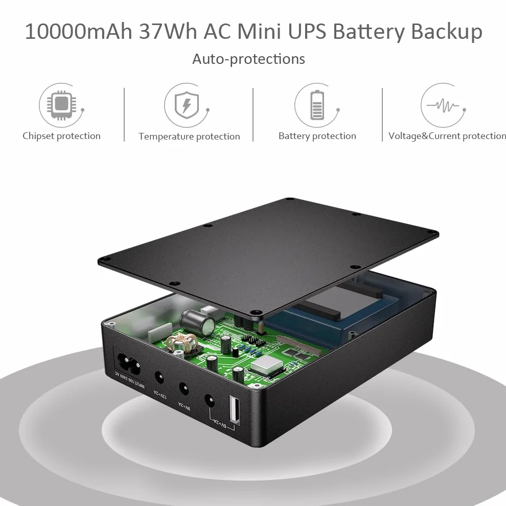 Mini UPS Nieprzerwany zasilacz UPS 37Wh AC USB 5V 9V 12V 2A dla routera modemu kamery