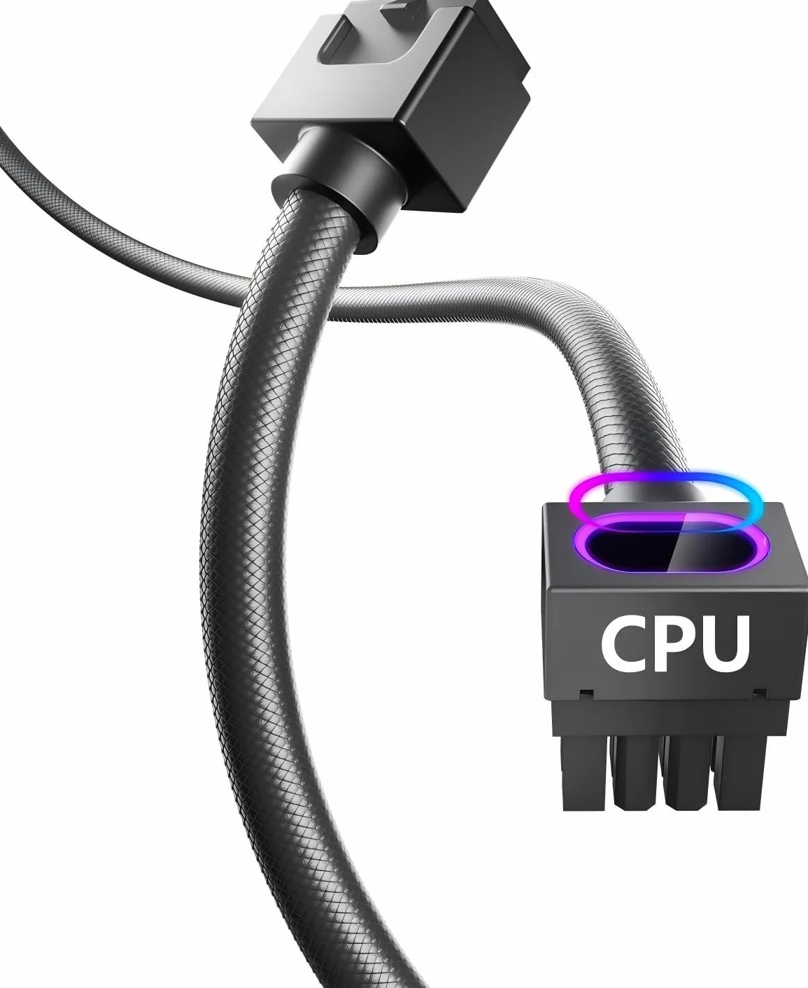 AsiaHorse Hydrus 8-Pin CPU Kabel przedłużający [TYLKO CPU], Kabel zasilający EPS 12V (NIE DLA GPU), 18AWG Sleeved, 5V 3-Pin ARGB Sync - Czarny