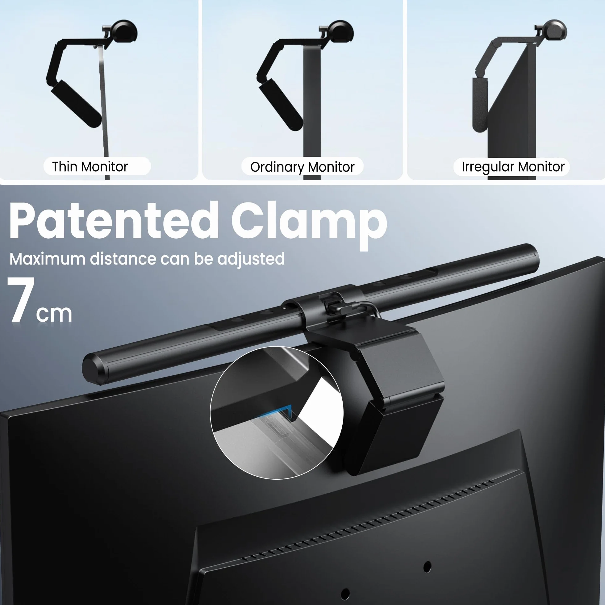 Quntis LED Lampa do monitora komputerowego z pilotem i sterowaniem dotykowym, listwa świetlna o długości 40 cm z automatycznym ściemnianiem, funkcją ochrony przed światłem niebieskim