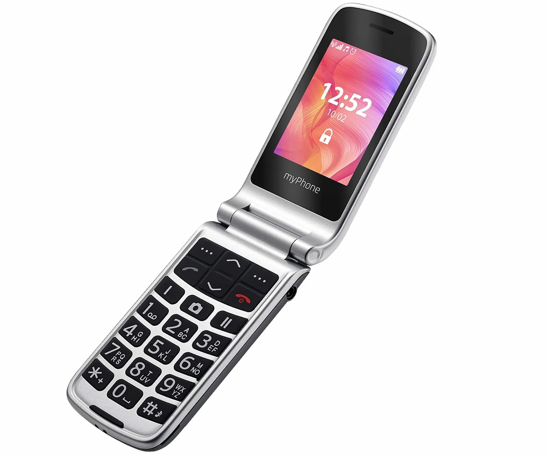 myPhone Rumba 2 TELEFON Z KLAPKĄ, TELEFON DLA SENIORA BABCI DZIADKA DWA EKRANY 2.4" i 1.44", DUŻE PRZYCISKI, DUAL SIM, BLUETOOTH, MicroSD, LATARKA, PRZYCISK SOS, FOTOKONTAKTY
