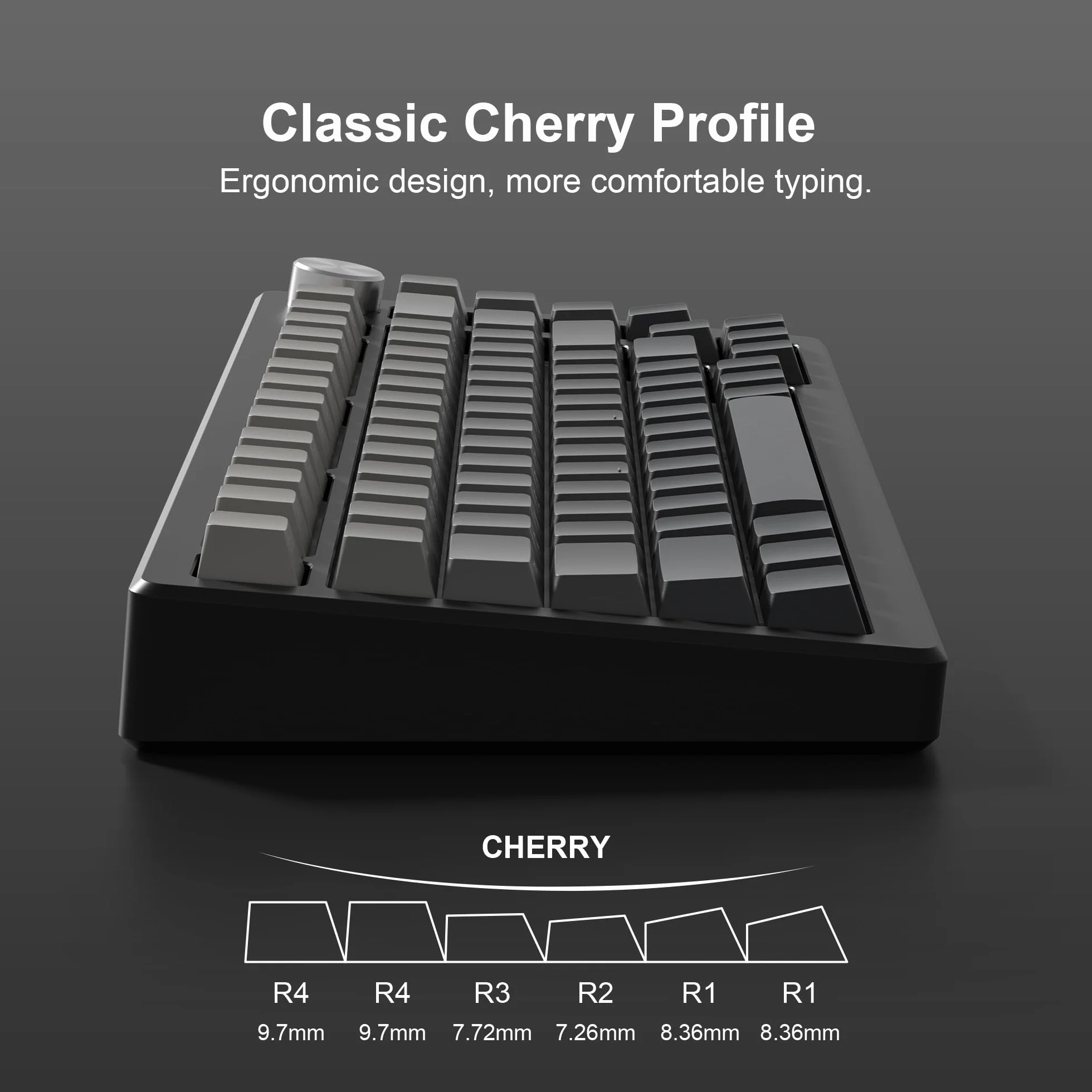 PBT 136 klawiszy przezroczyste, Double Shot Profile Cherry Shine Through Keycaps, niestandardowe nakładki na klawisze cieniowane klawisze do klawiatur mechanicznych ANSI US - szare