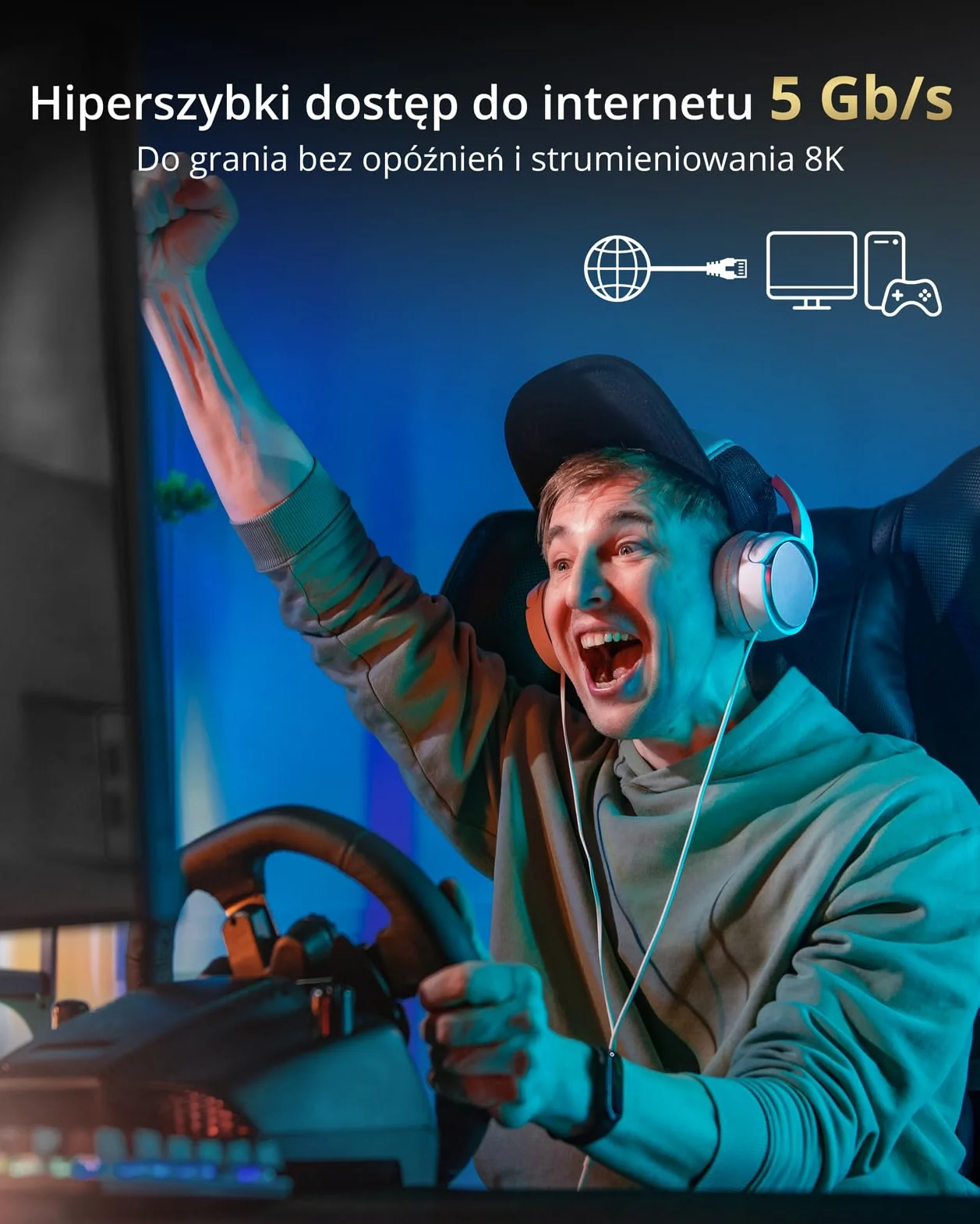 BrosTrend Karta sieciowa 5 Gb PCIe niskoprofilowa Ethernet PCI Express dla Windows 11/10 Server 2022