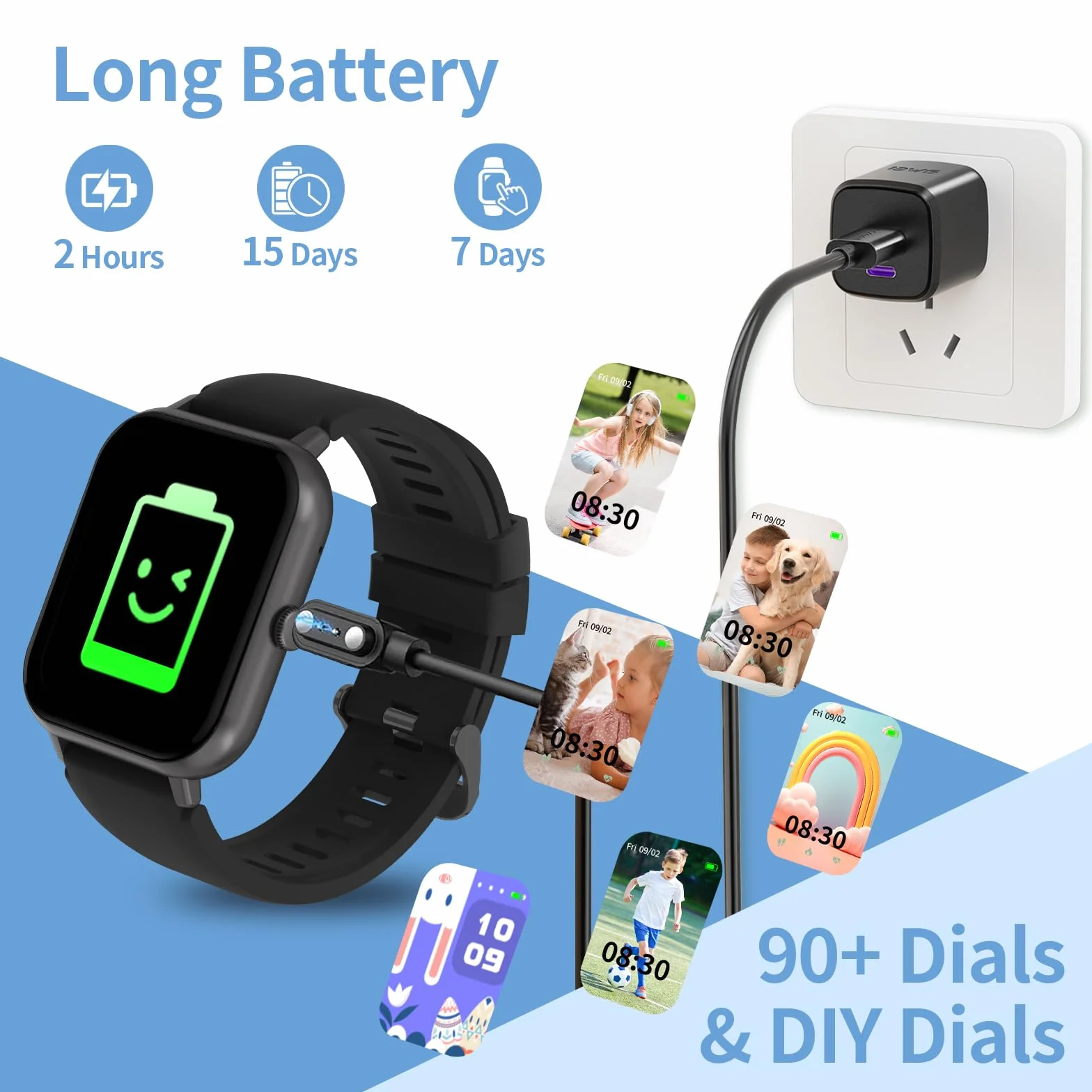Inteligentny zegarek dla dzieci z Bluetooth, pulsometr, krokomierz, fitness tracker