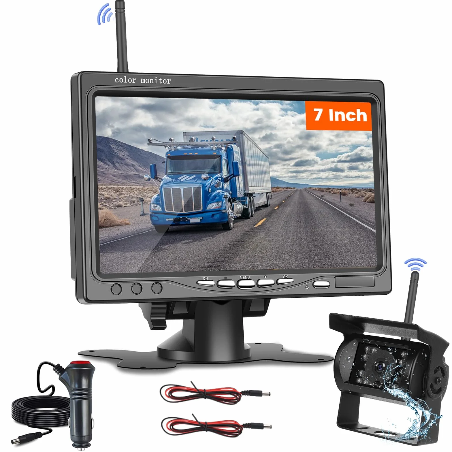 Inefala Bezprzewodowa Cyfrowa Kamera Cofania 7-calowy Monitor IP68 BSD