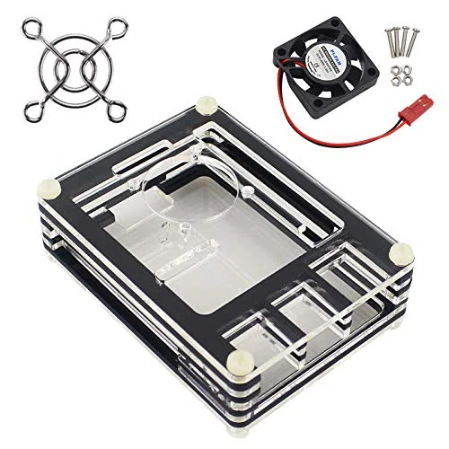 Digitalkey Obudowa do Raspberry Pi 4 akrylowa z wentylatorem chłodzącym i radiatorami